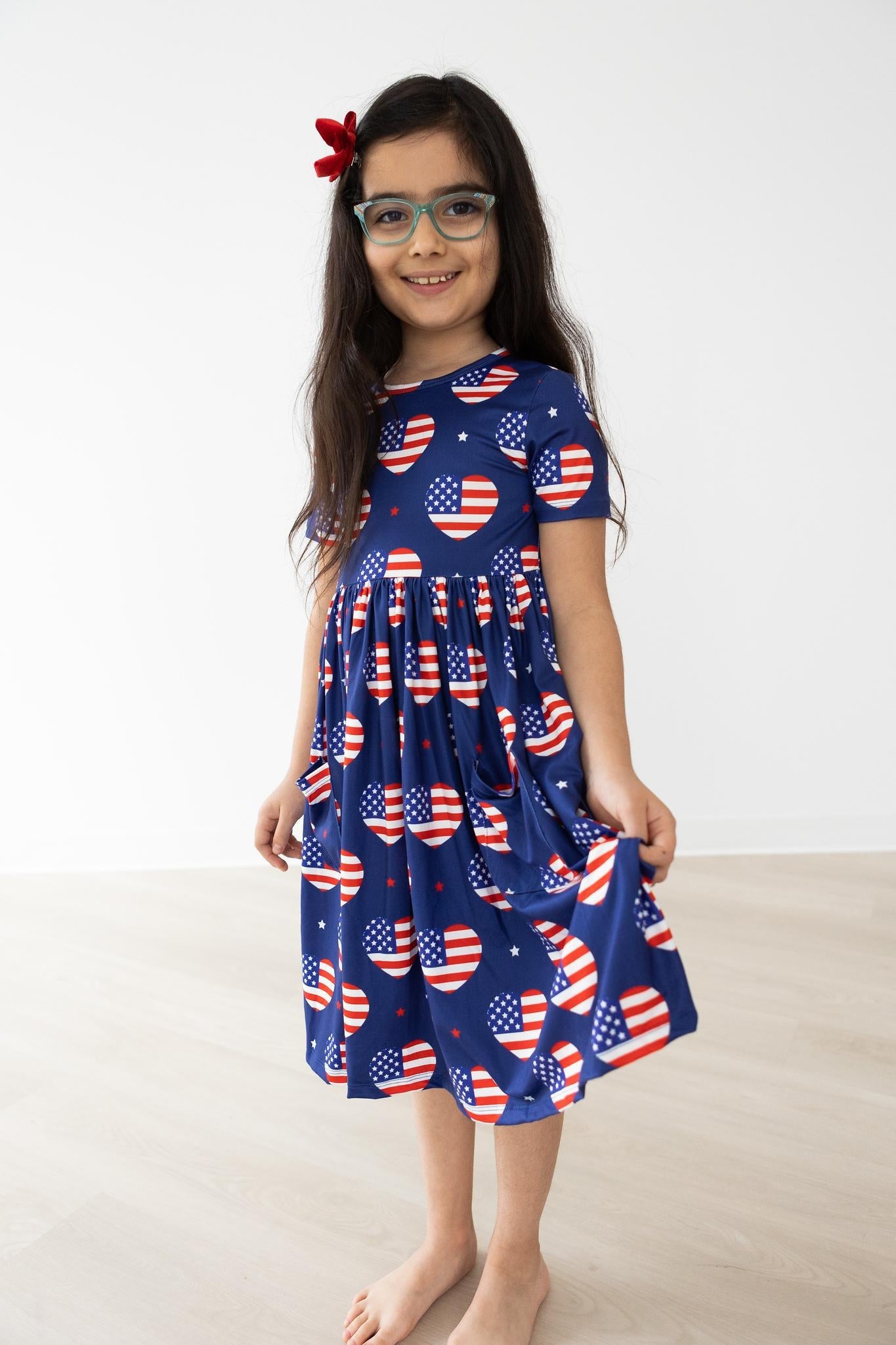 I Heart The Usa S/s Pocket Twirl Dress