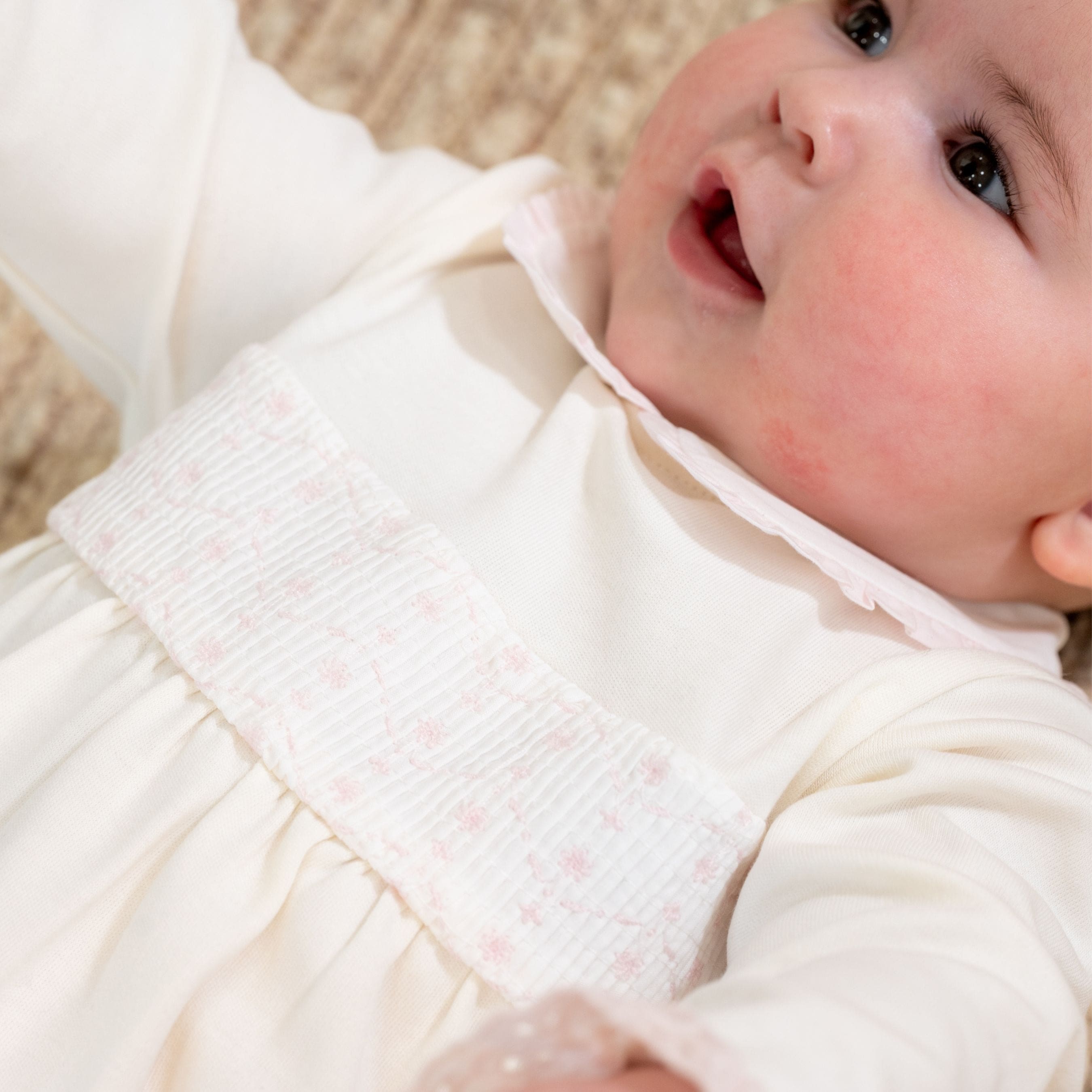 Adina | Girls Ivory & Pink Organic Cotton All-in-one