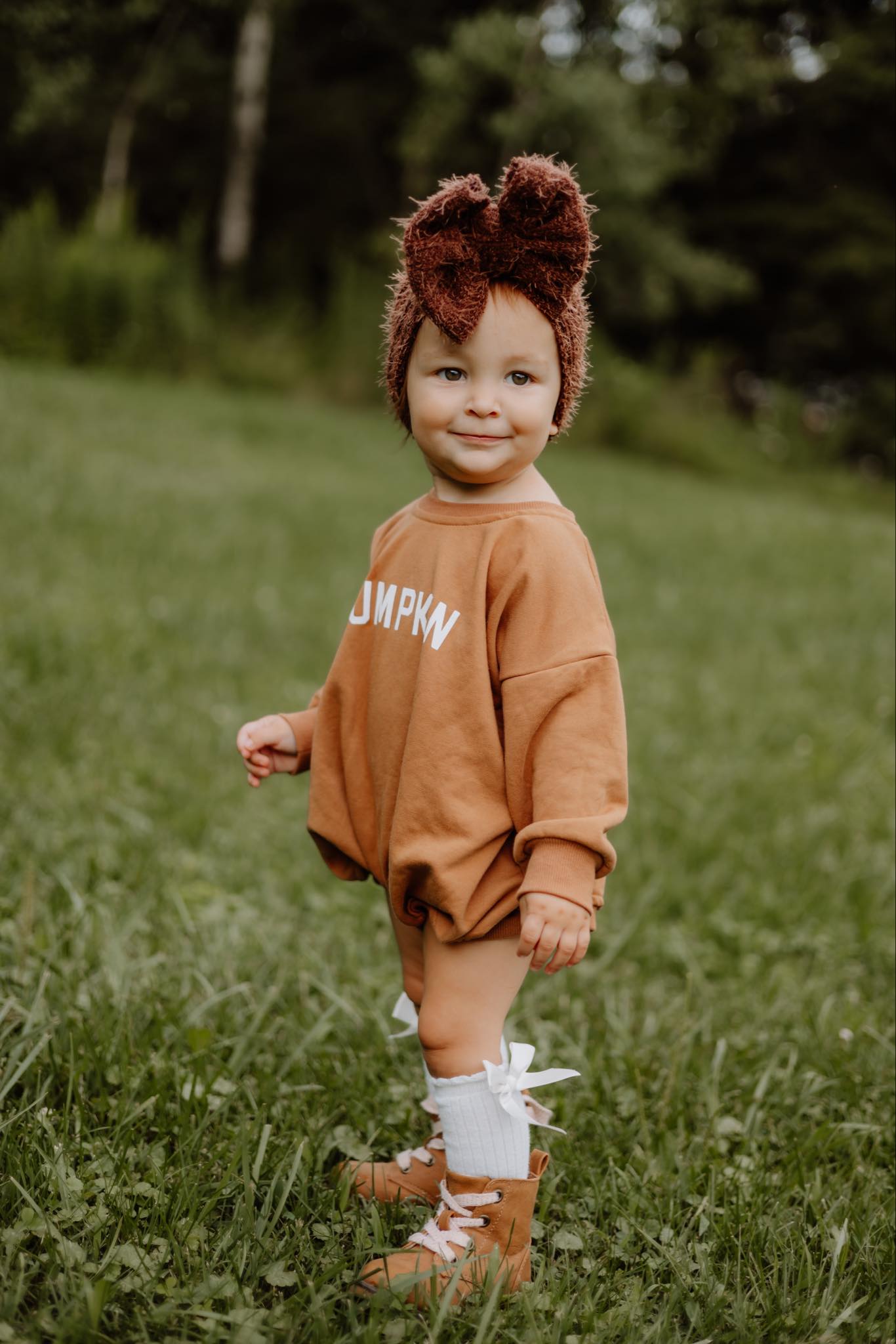 Pumpkin Sweatshirt Romper - Cream Or Orange