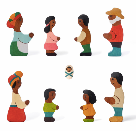 African American Family Set Of 9