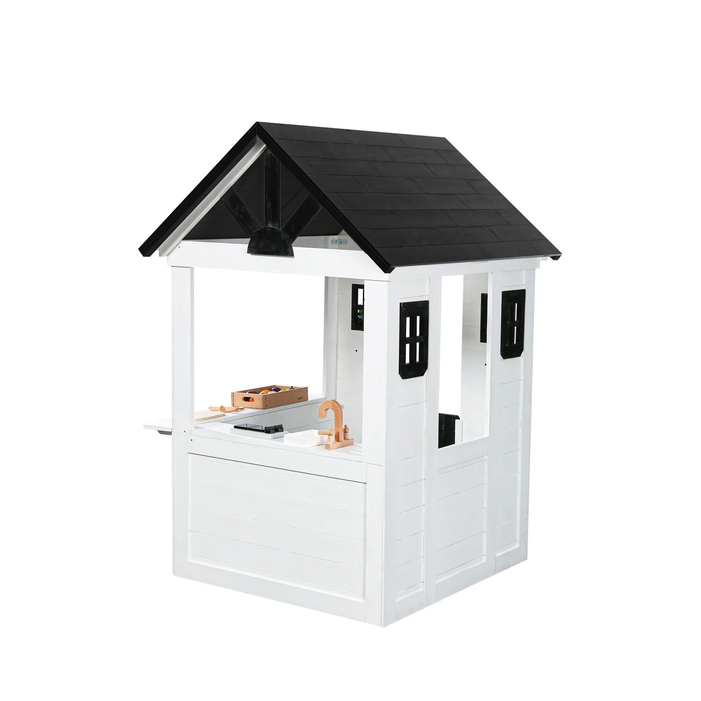 Ajure Modern Farmhouse Playhouse - Black & White
