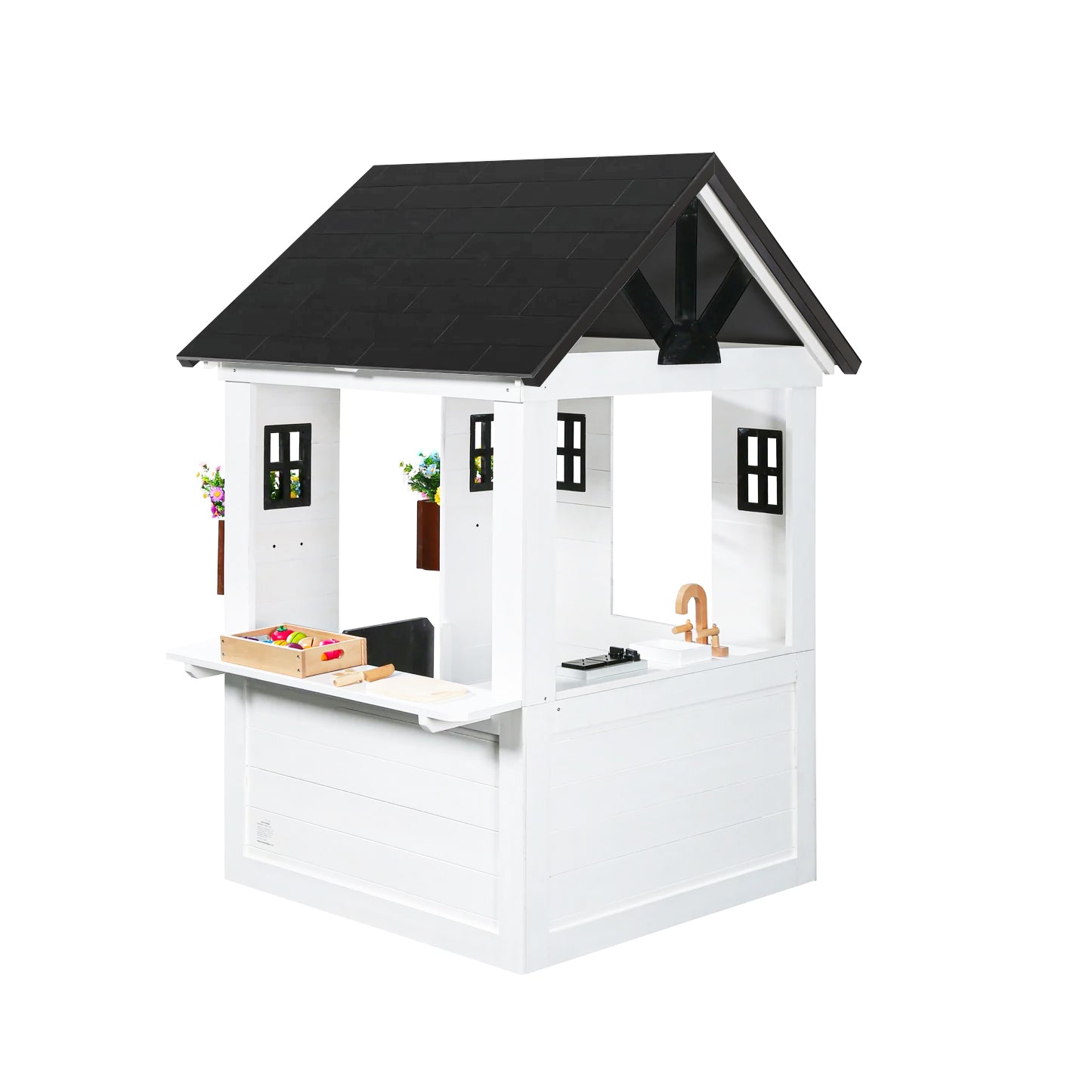 Ajure Modern Farmhouse Playhouse - Black & White