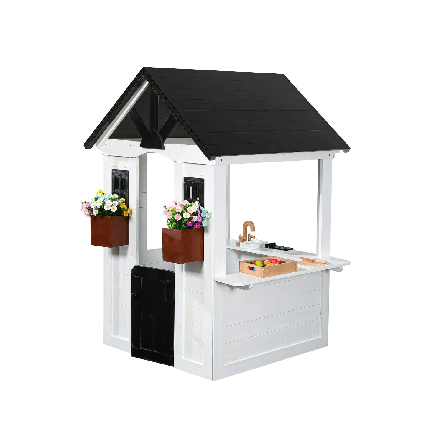 Ajure Modern Farmhouse Playhouse - Black & White