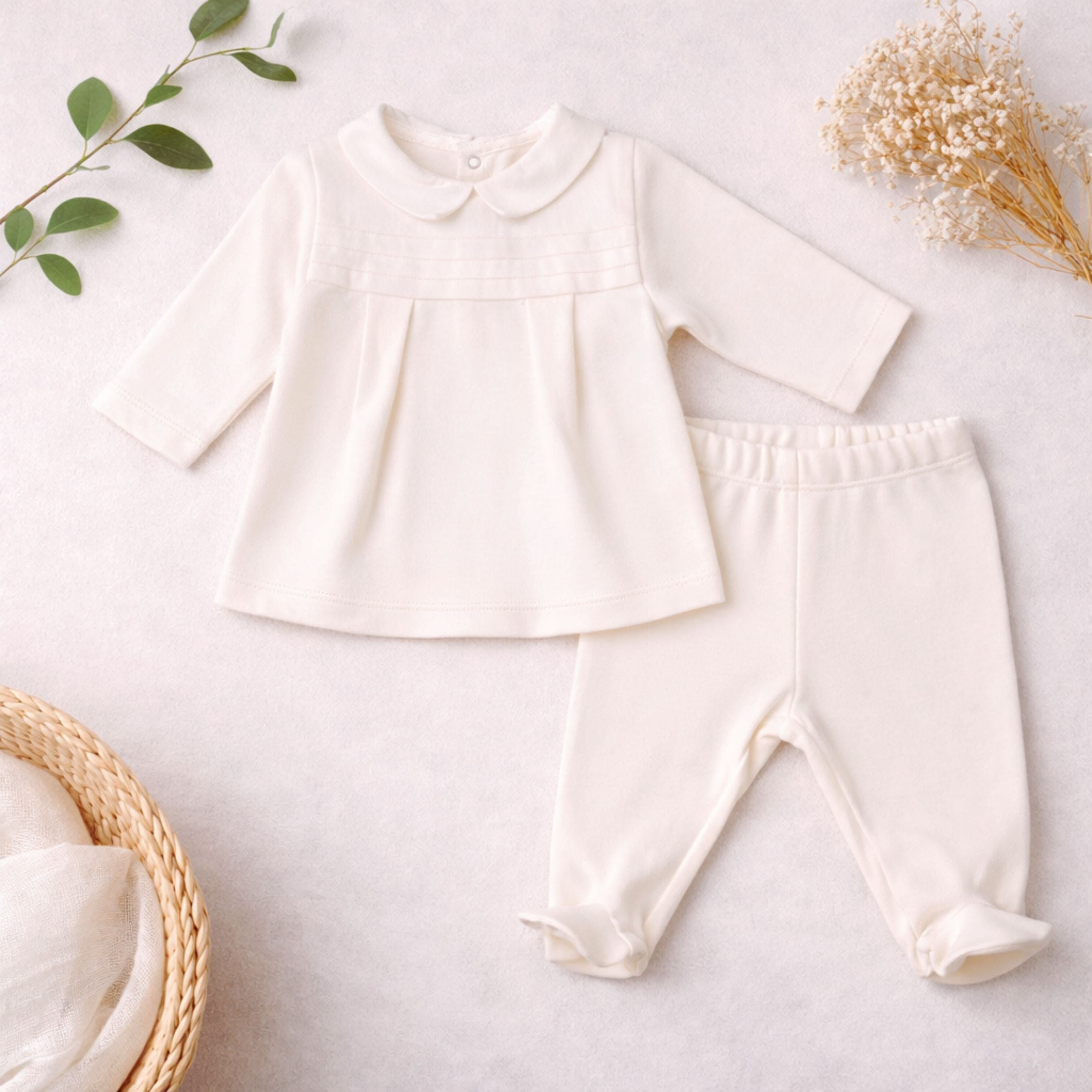 Alban | Baby Boys Ivory Organic Cotton All-in-one Set