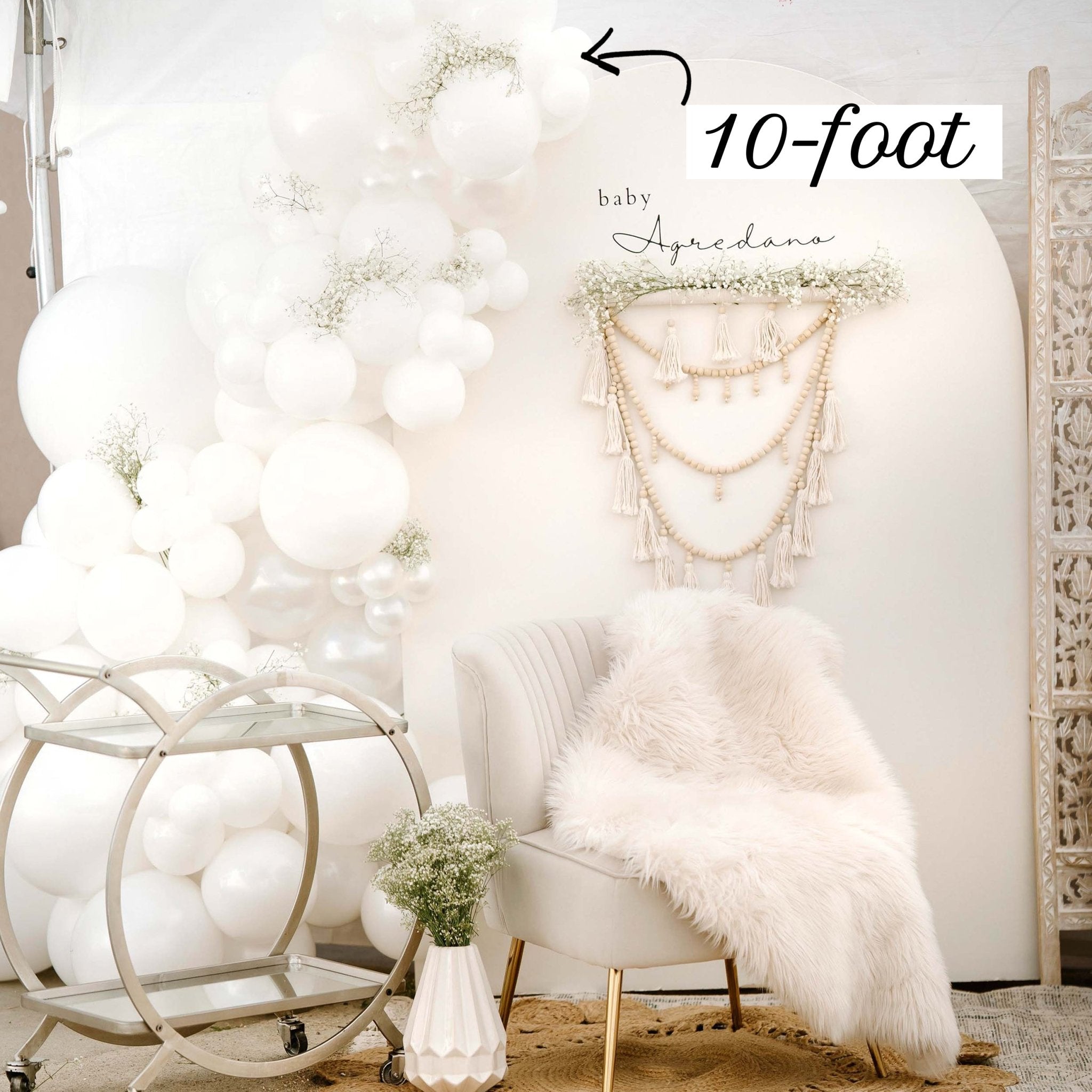 White Wedding Balloon Garland Kit – Pearl & Matte