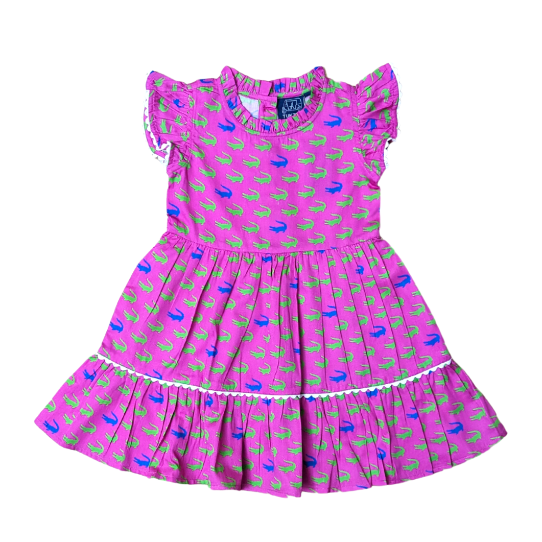 Alligators In Pink Ruffle Dress