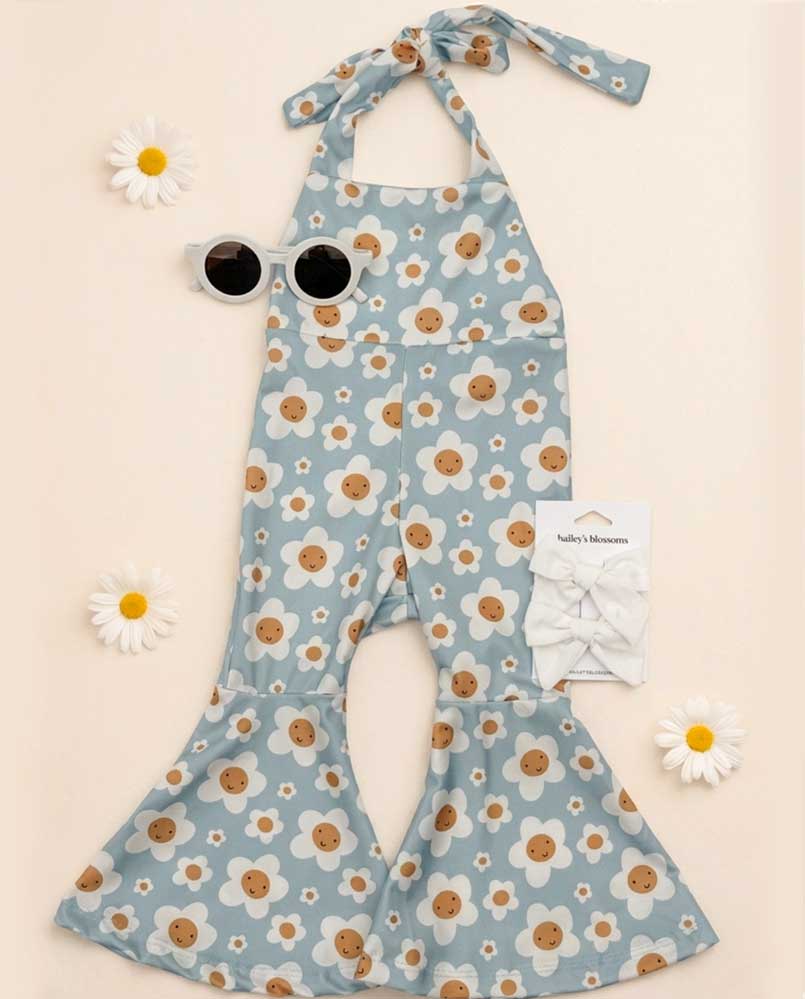 Andi Pleated Bell Bottom Jumpsuit - Happy Daisy