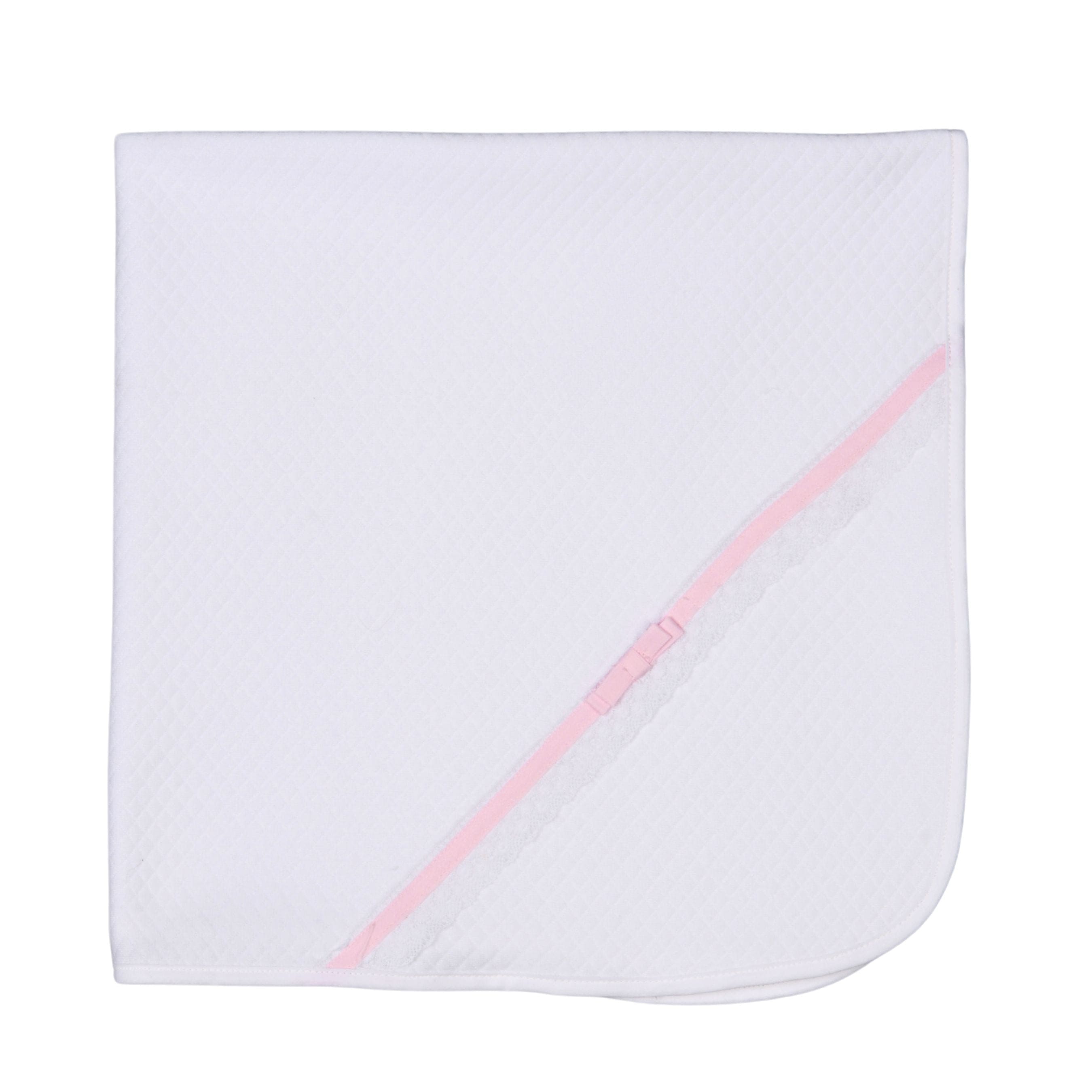 Andrea | Girls White & Pink Quilted Cotton Blanket