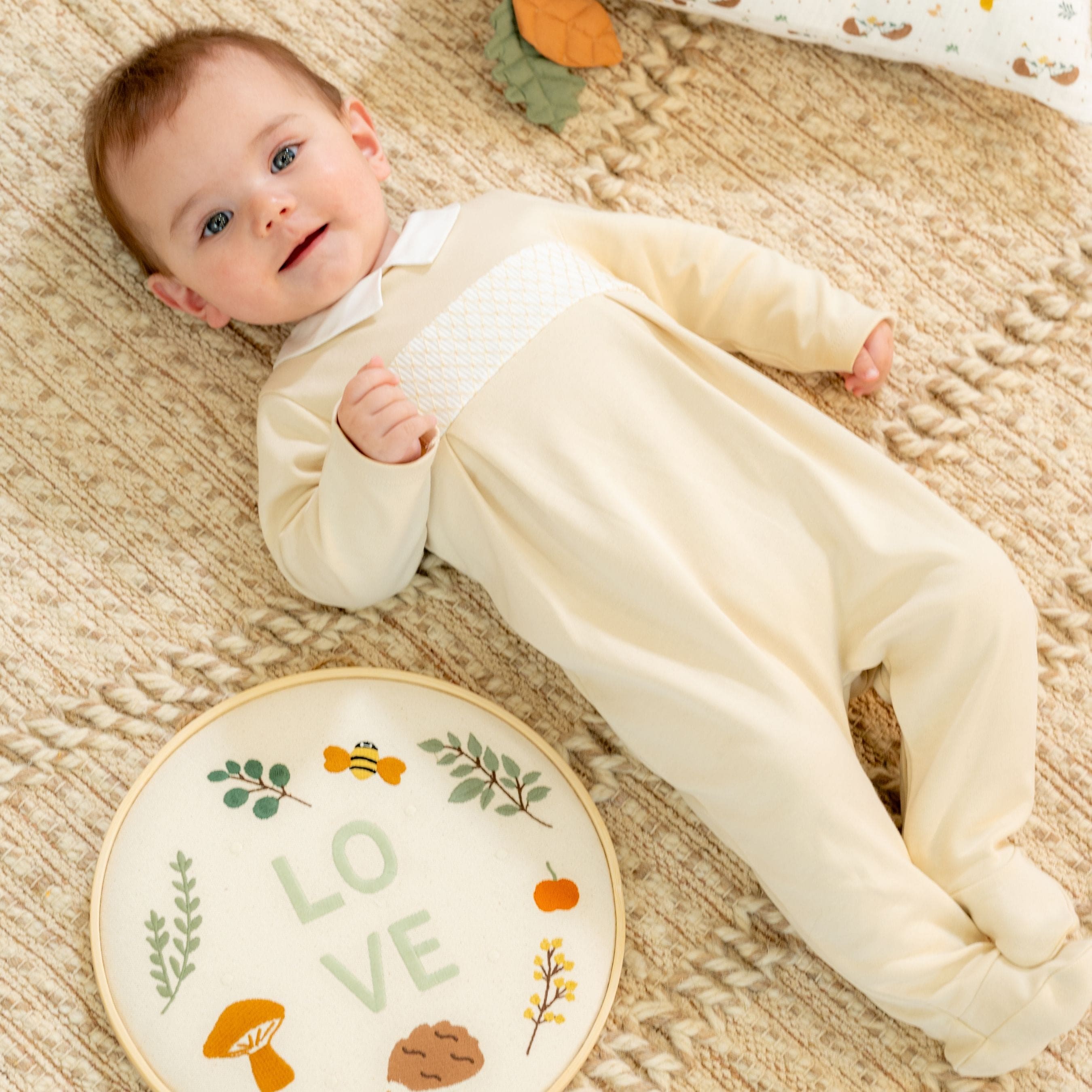 Andy | Boys Beige Organic Cotton All-in-one