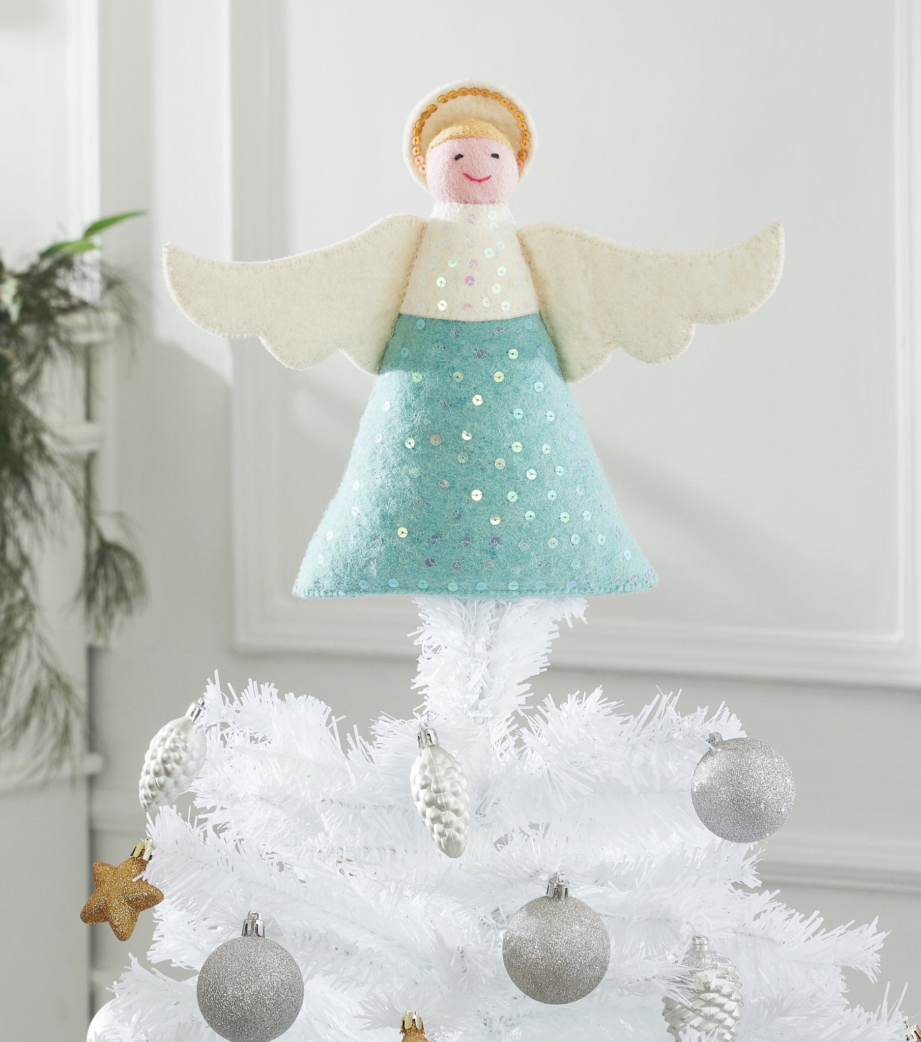 Handmade Blue Angel Christmas Tree Topper