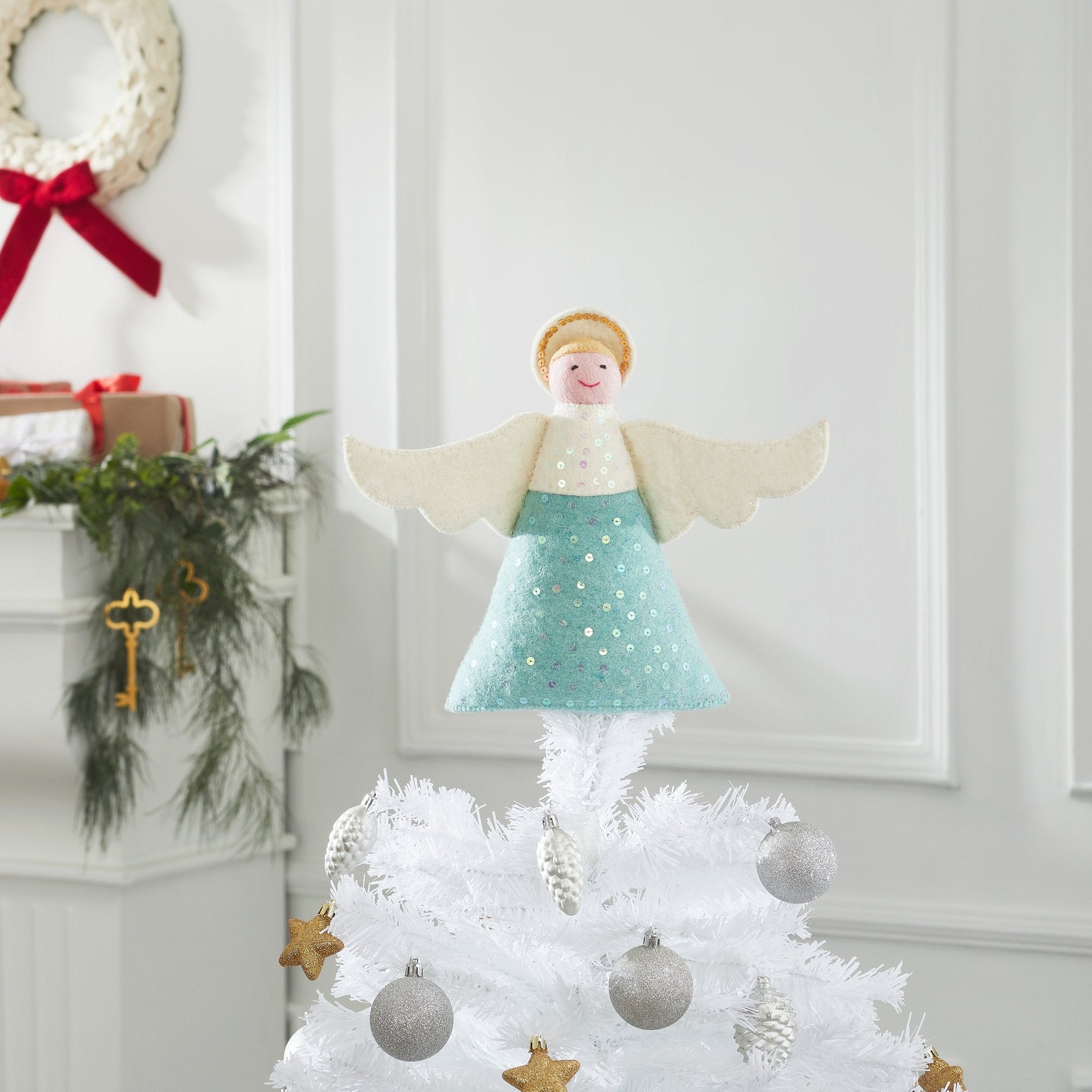 Handmade Blue Angel Christmas Tree Topper