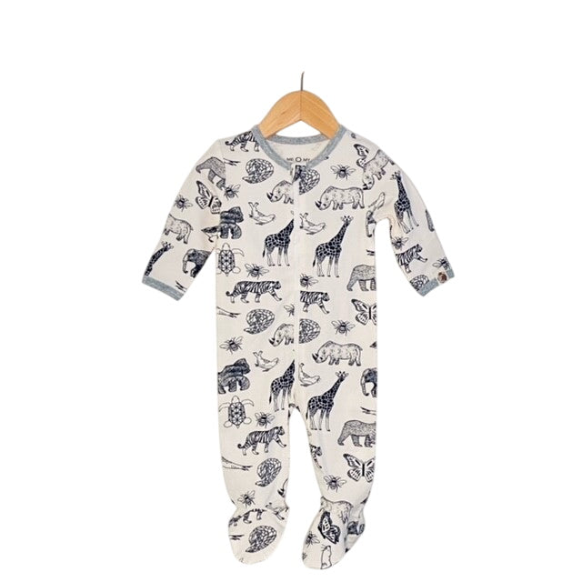 Animal Kingdom Printed Footie In Sustainable Fabric