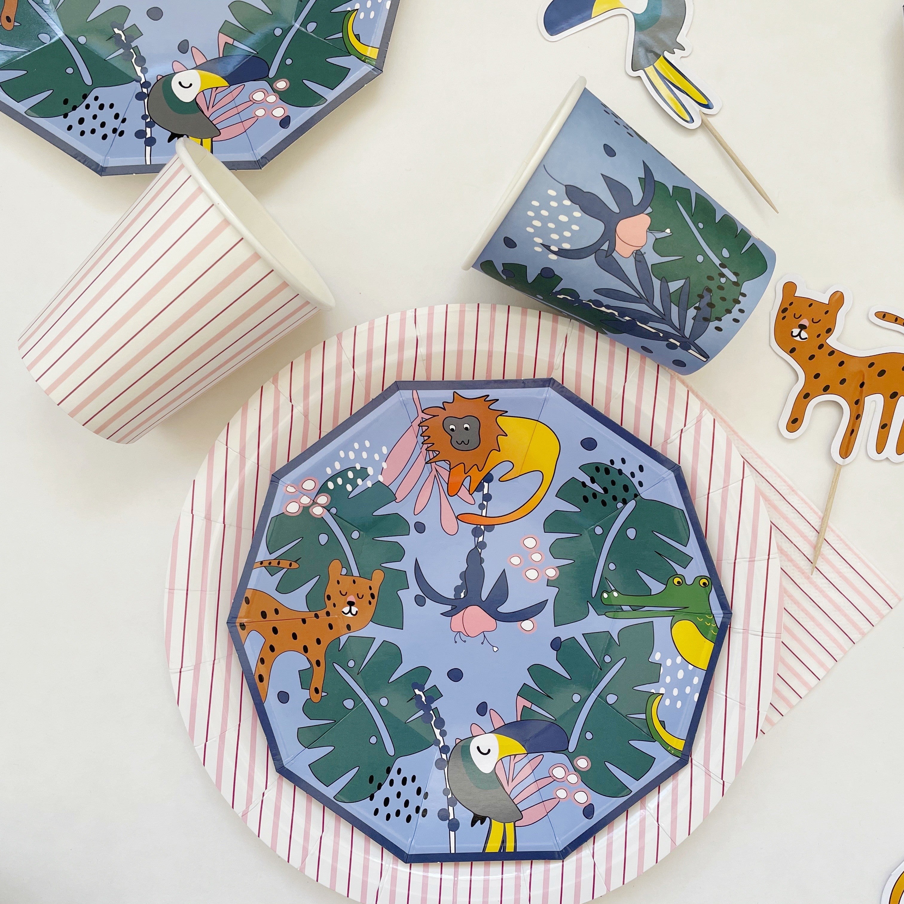 Pink Fine Stripes Plates (set Of 8)