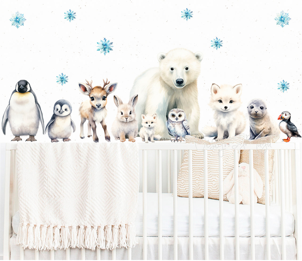 Arctic Animal Friends - Fabric Nursery Wall Art Decals