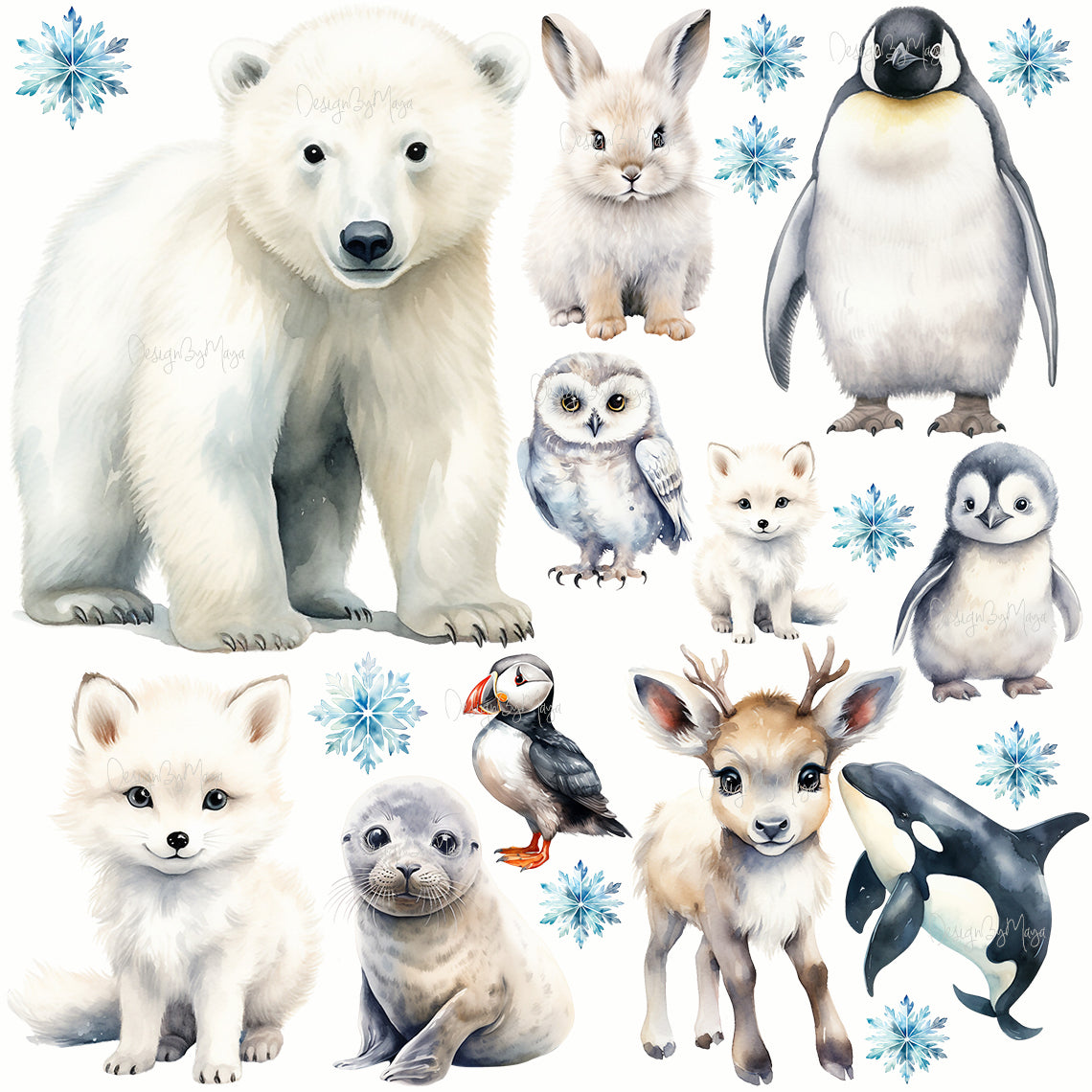 Arctic Animal Friends - Fabric Nursery Wall Art Decals