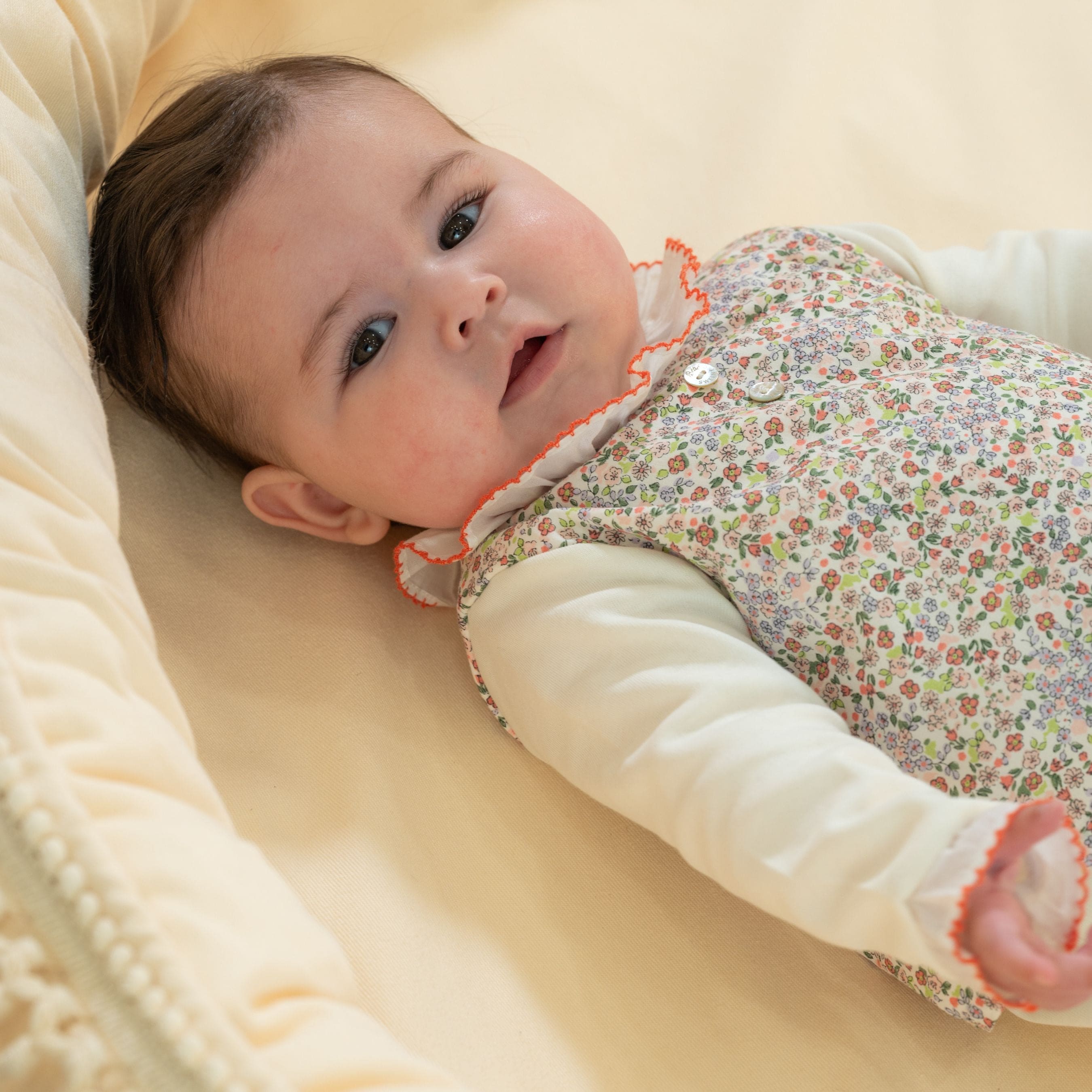 Anna | Girls Ivory Floral Organic Cotton All-in-one