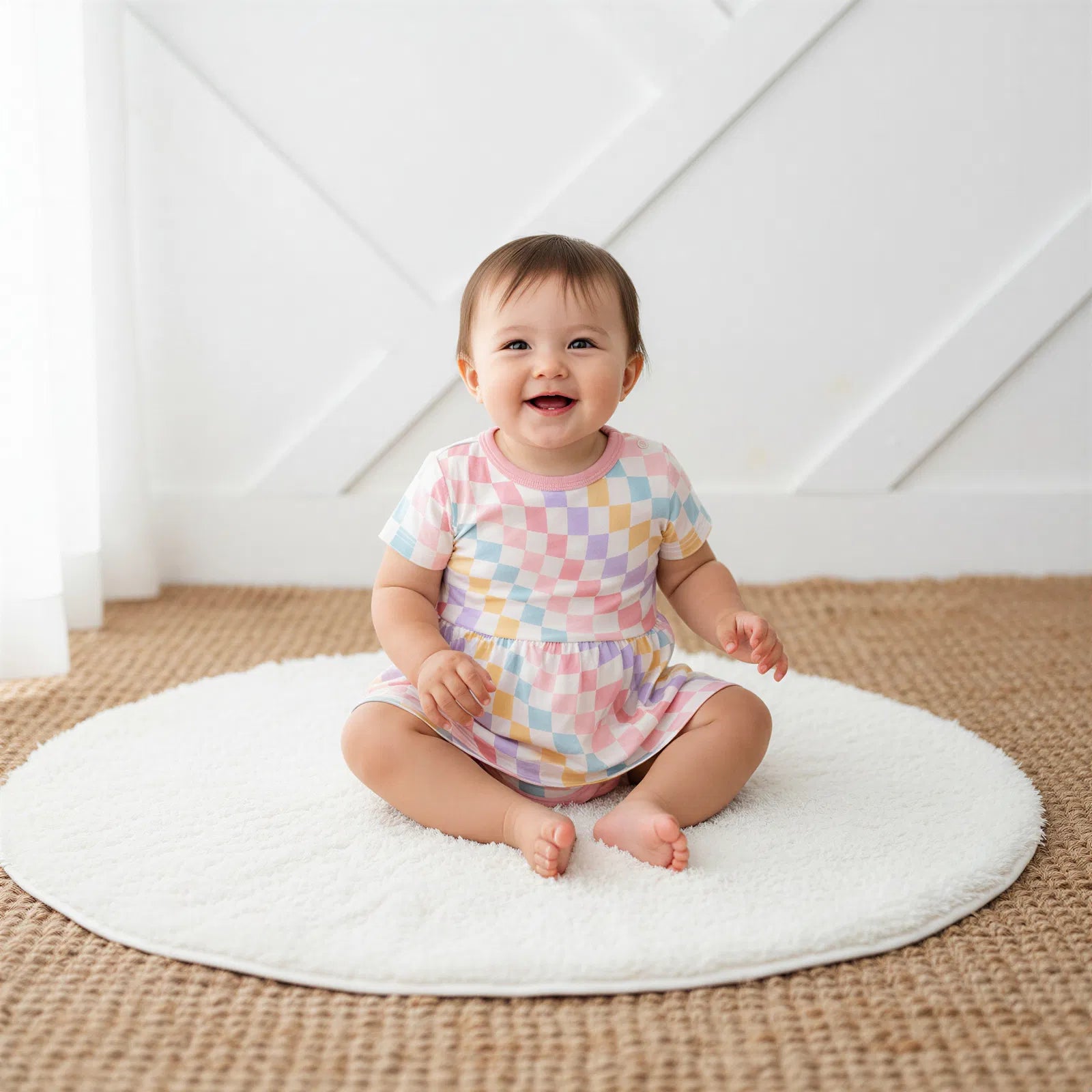 Pastel Checks Bodysuit Dress