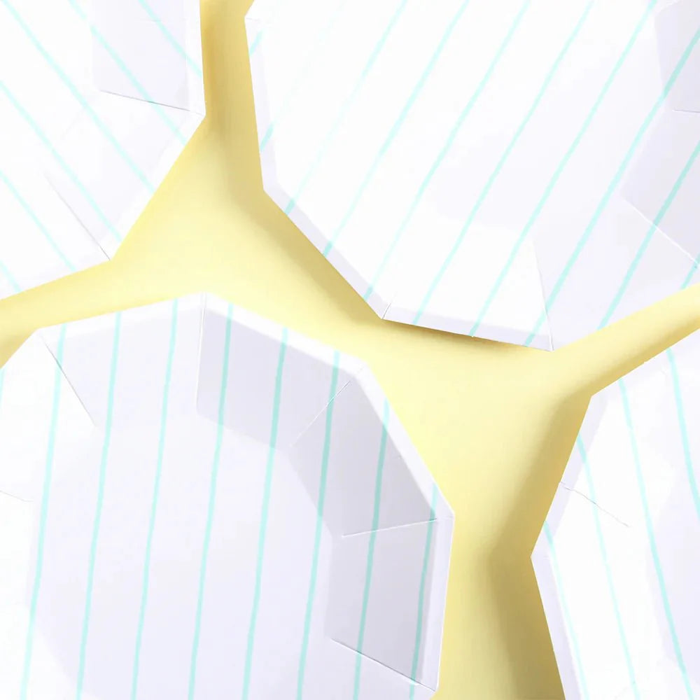 Aqua Green Striped Paper Plates