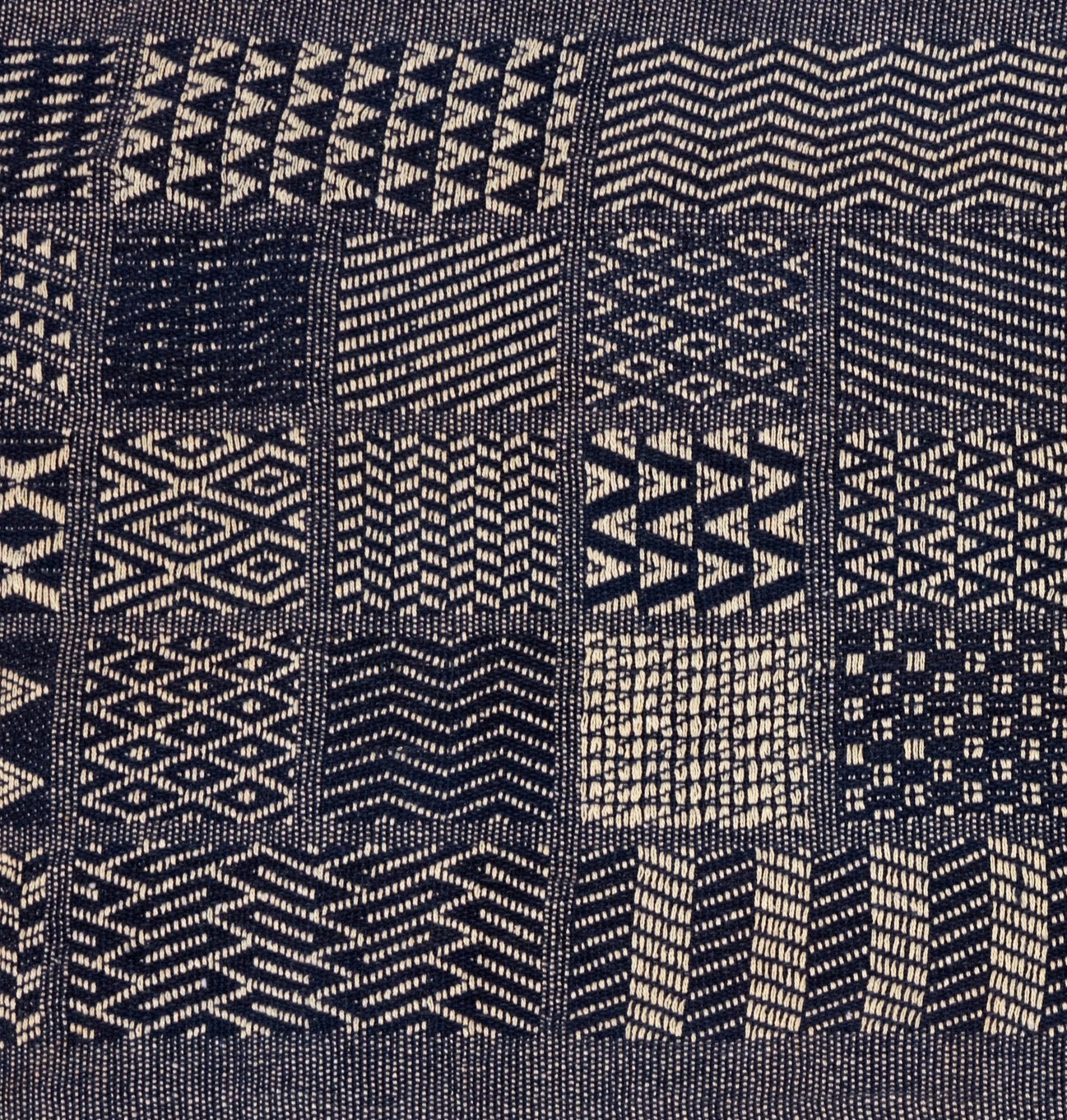 Artisan Hand Loomed Cotton Table Runner - Indigo Blocks - 18"x96"