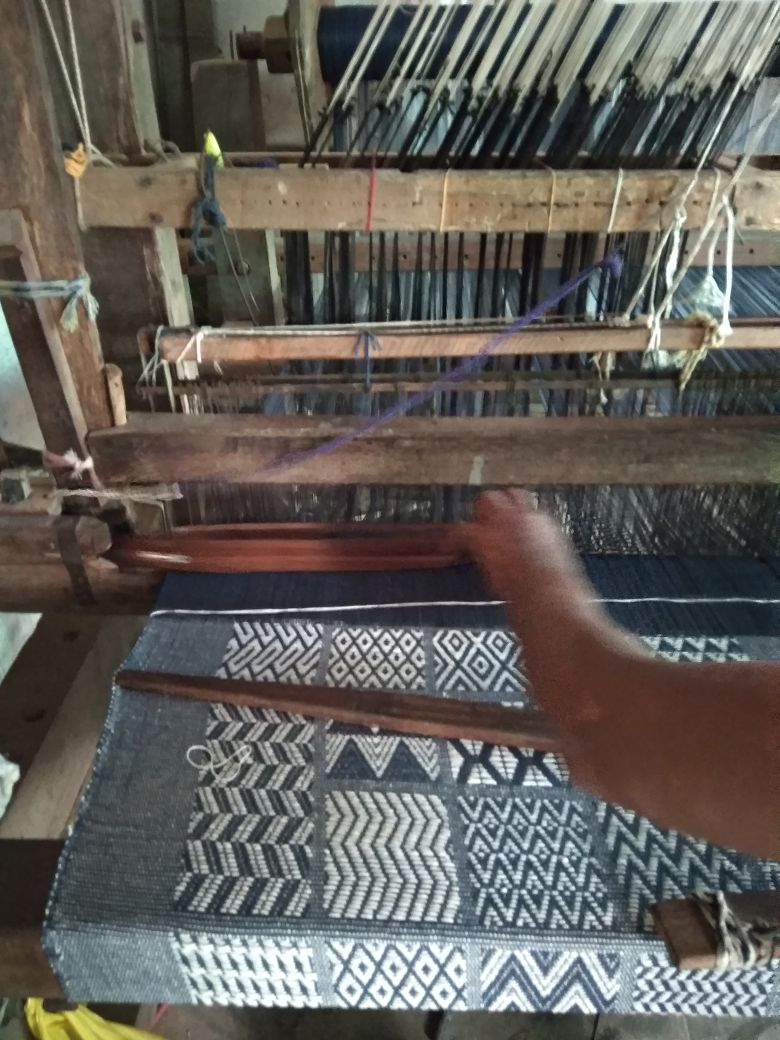 Artisan Hand Loomed Cotton Table Runner - Indigo Blocks - 18"x96"