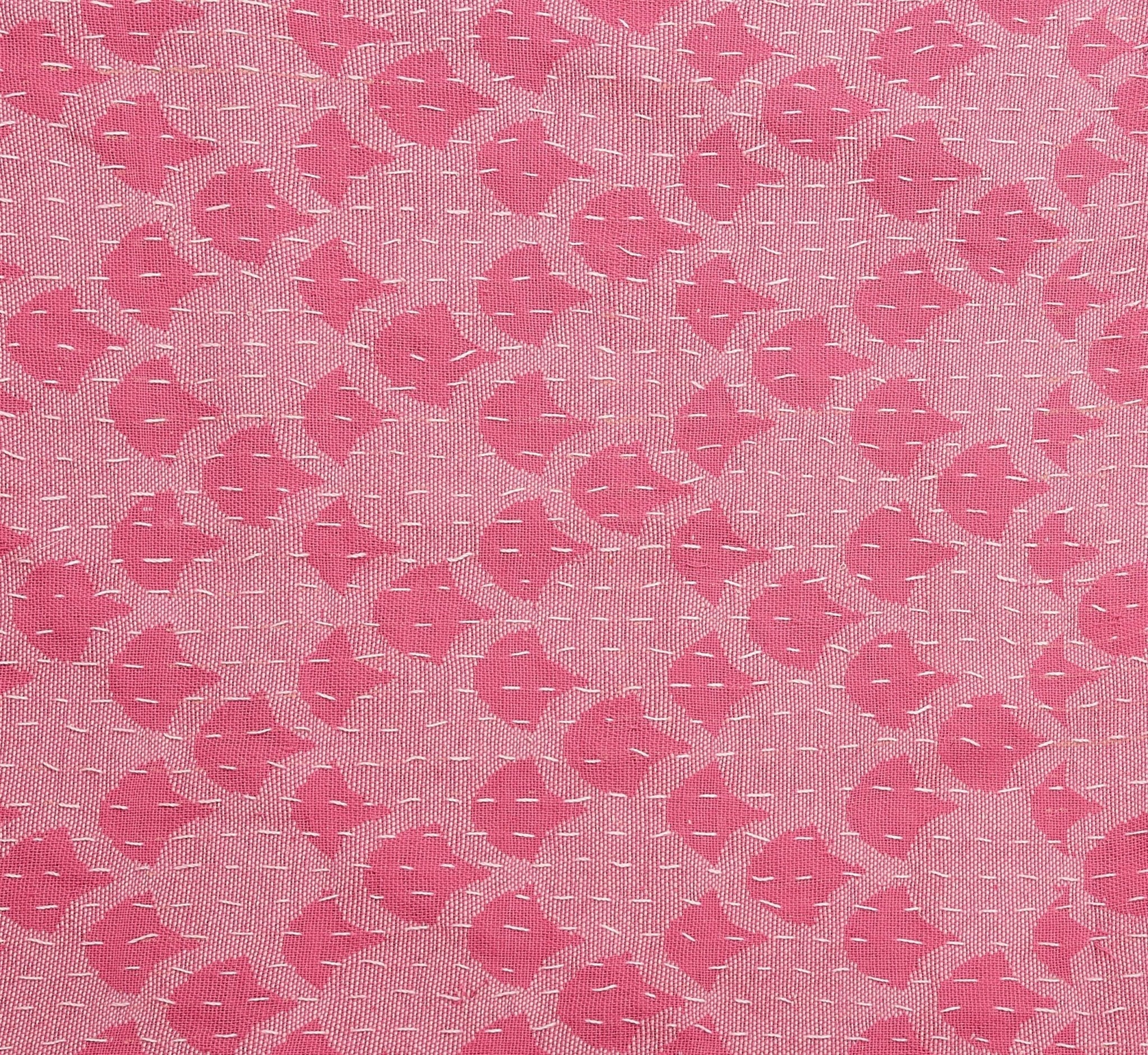 Artisan Hand Loomed Cotton Table Runner - Pink Ginkgo - 18"x96"
