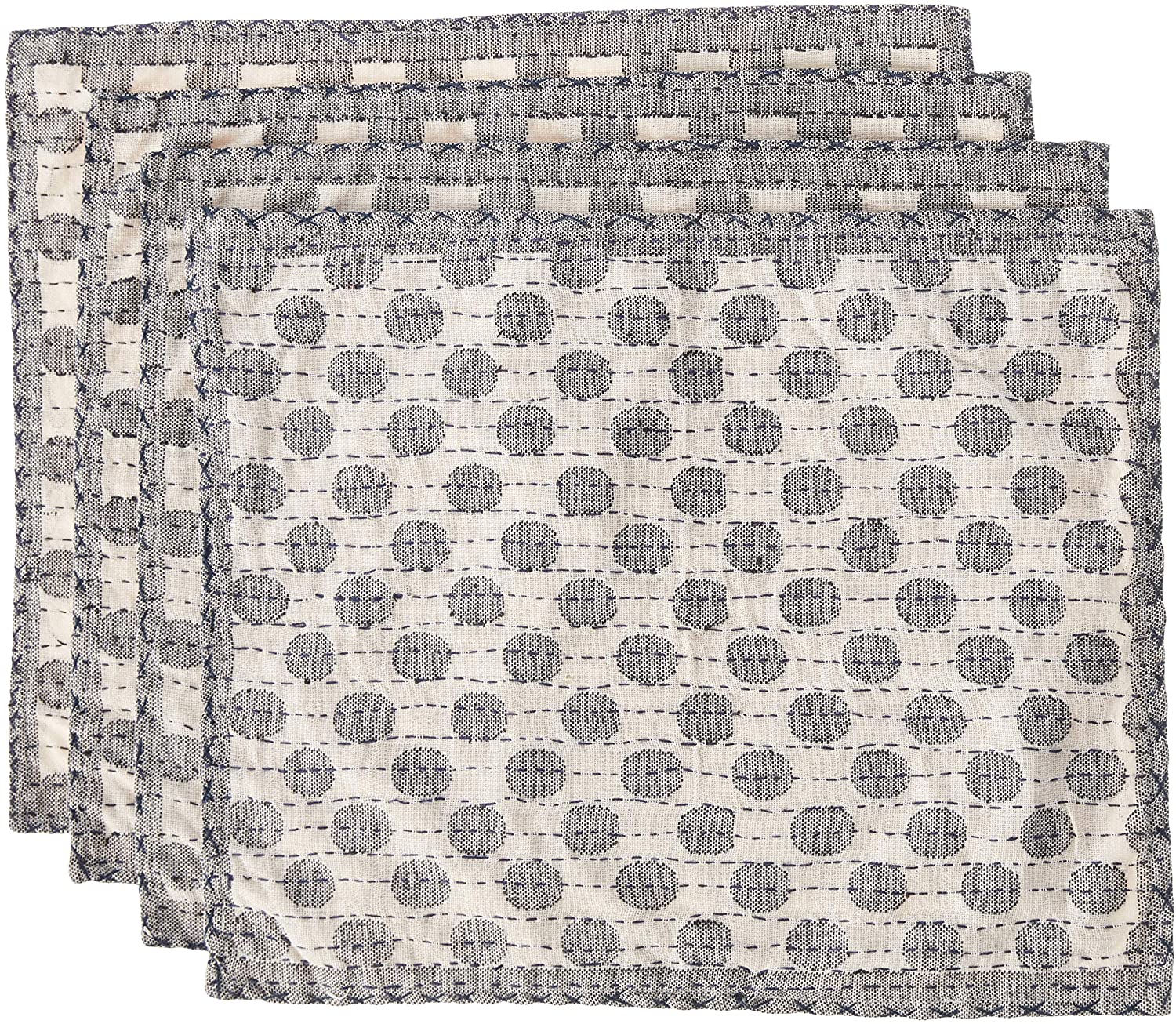 Artisan Hand Loomed Placemat - Gray Dots - 14" X 19"- Set Of 4