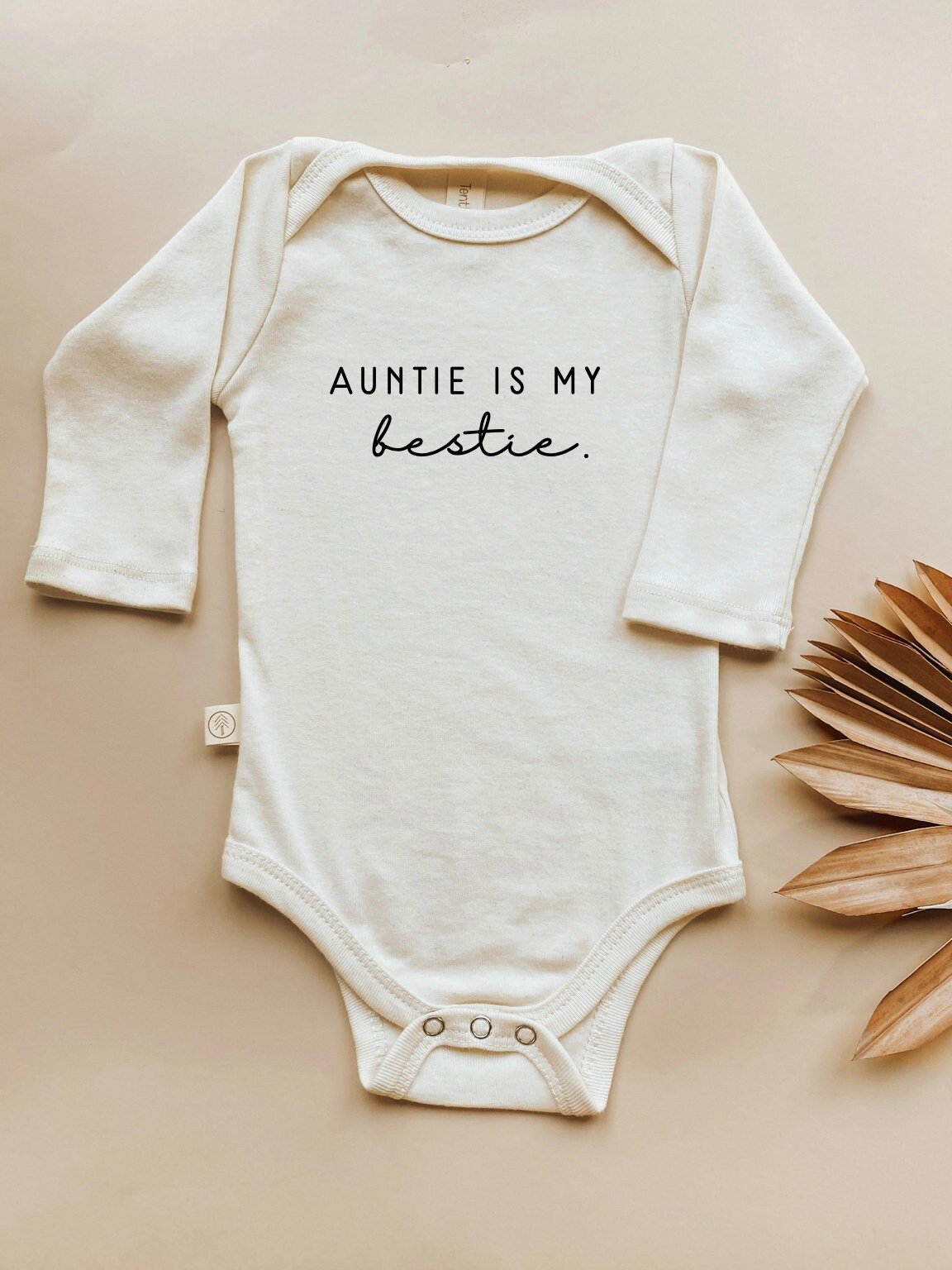 Auntie Is My Bestie - Long Sleeve Organic Baby Bodysuit