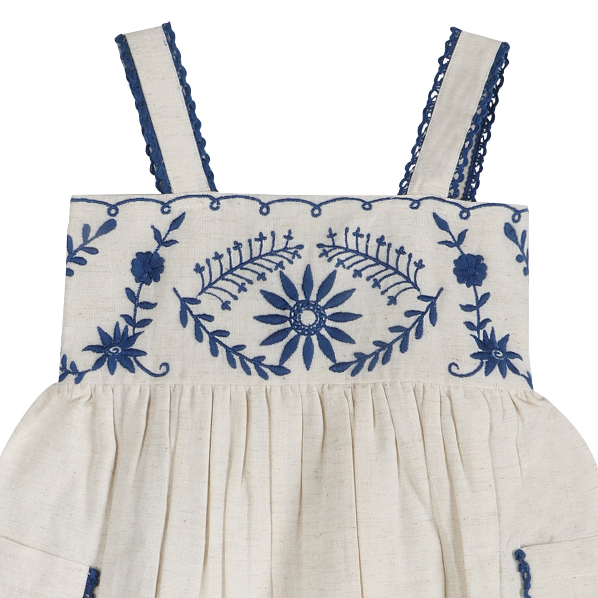 Azurea Linen Embroidery Dress