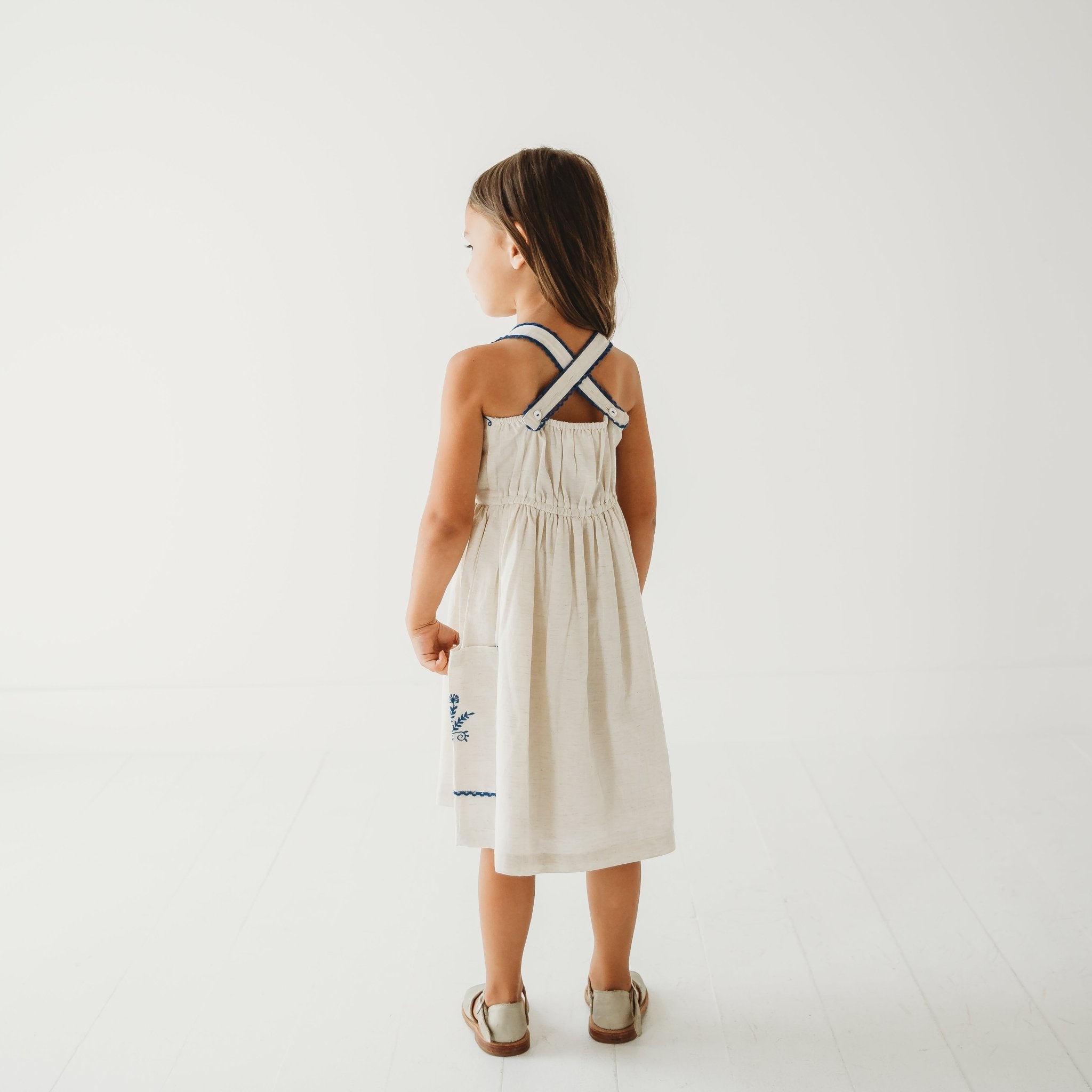 Azurea Linen Embroidery Dress
