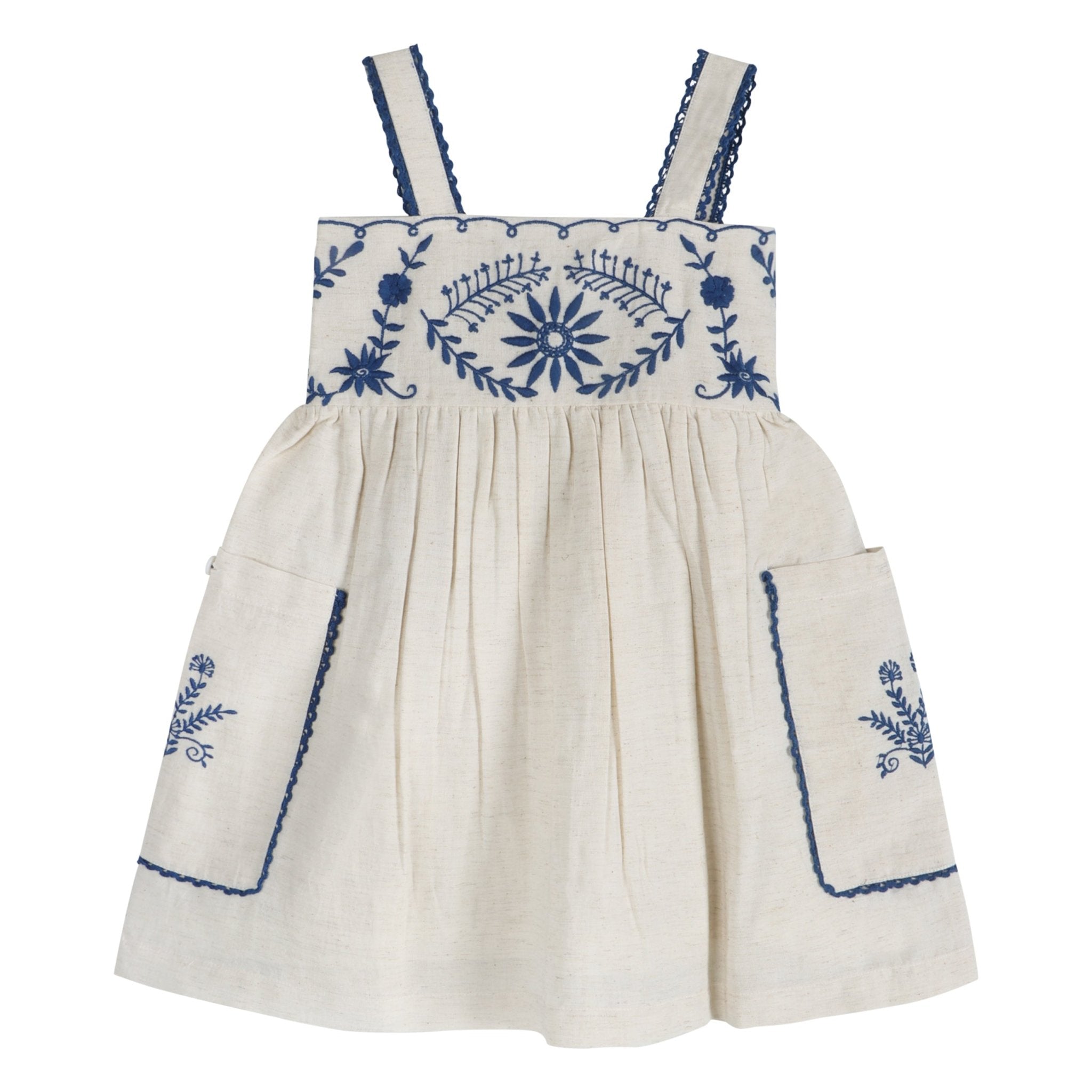 Azurea Linen Embroidery Dress