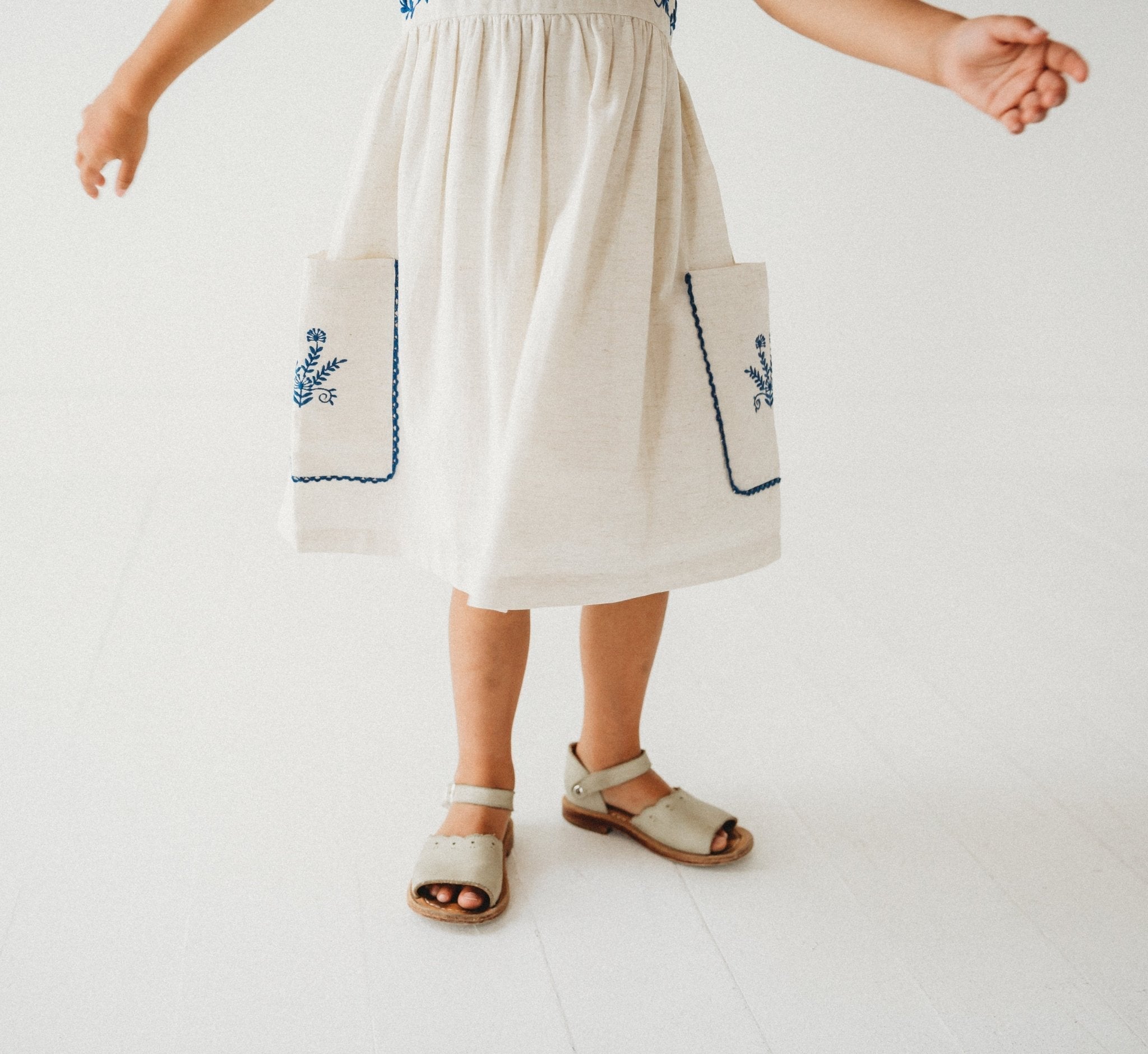 Azurea Linen Embroidery Dress