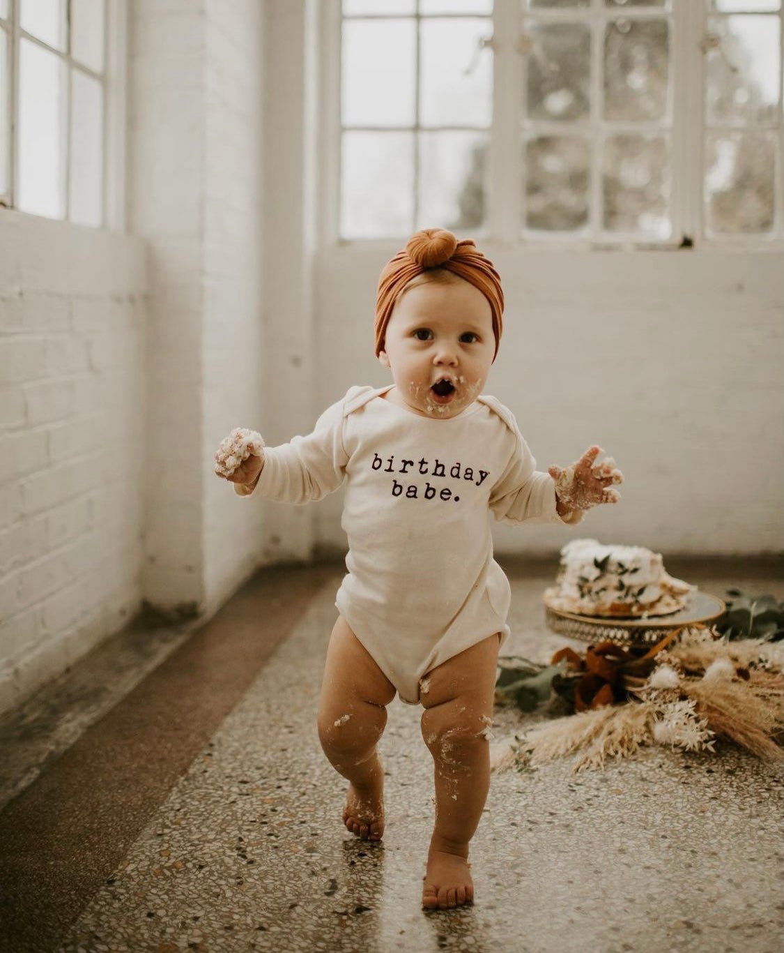 Birthday Babe Organic Cotton Baby Bodysuit Long Sleeve