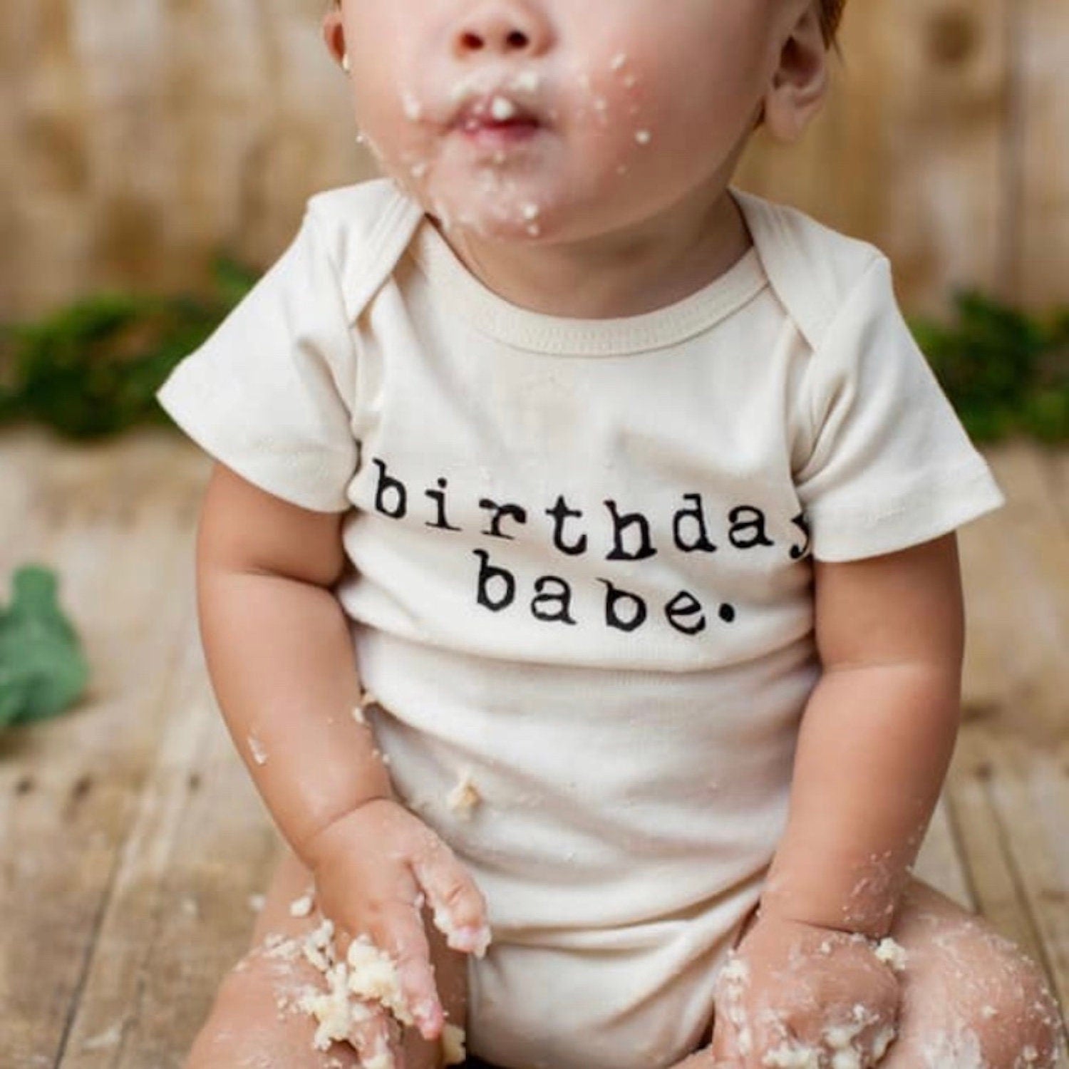Birthday Babe Organic Cotton Baby Bodysuit Short Sleeve