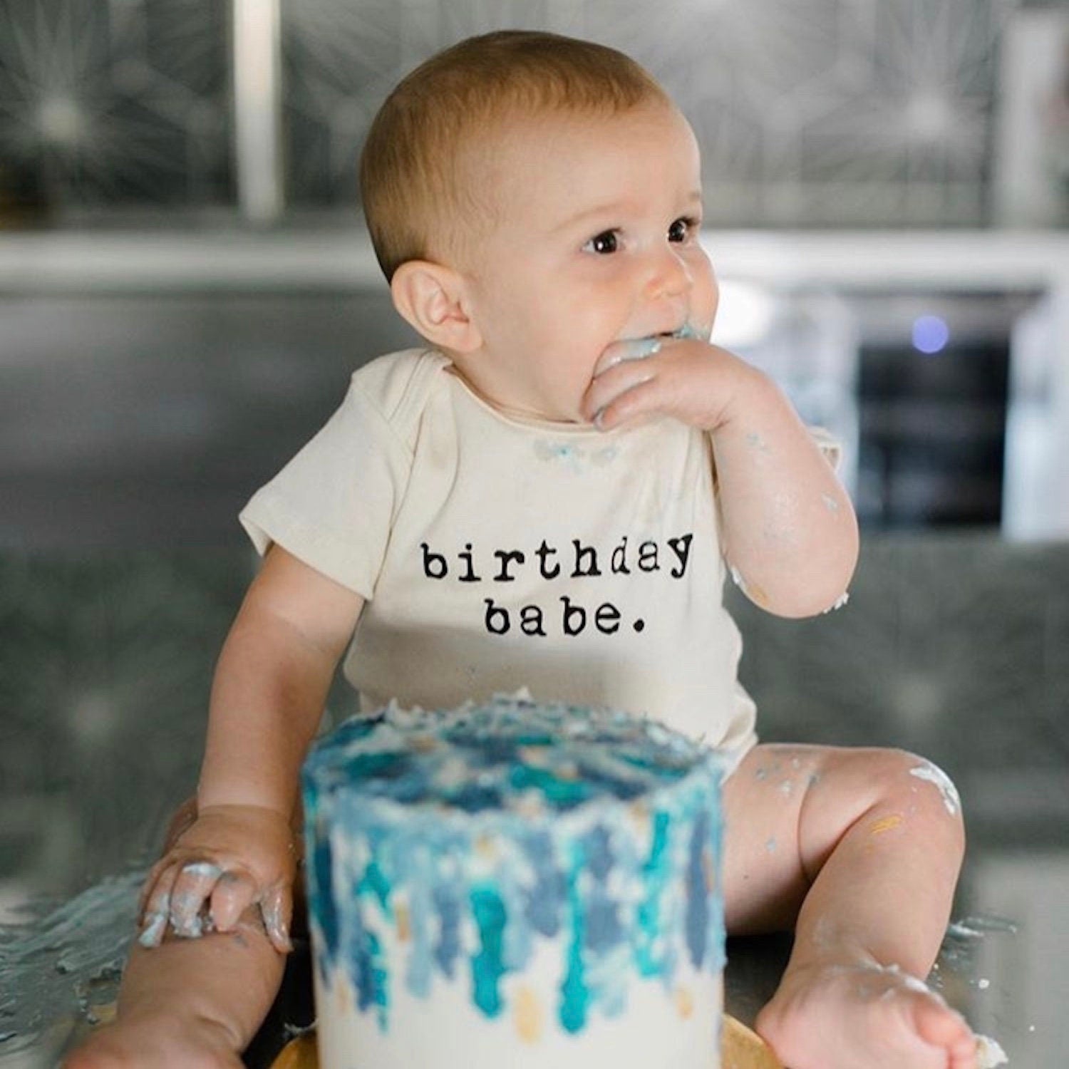 Birthday Babe Organic Cotton Baby Bodysuit Short Sleeve