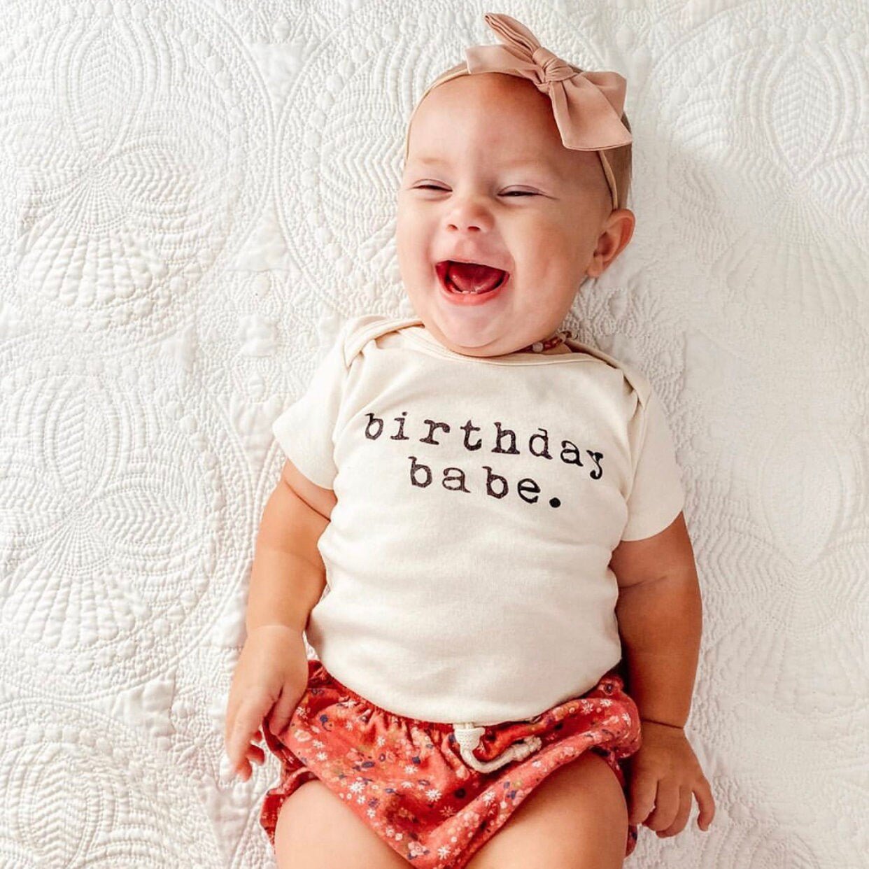 Birthday Babe Organic Cotton Baby Bodysuit Short Sleeve