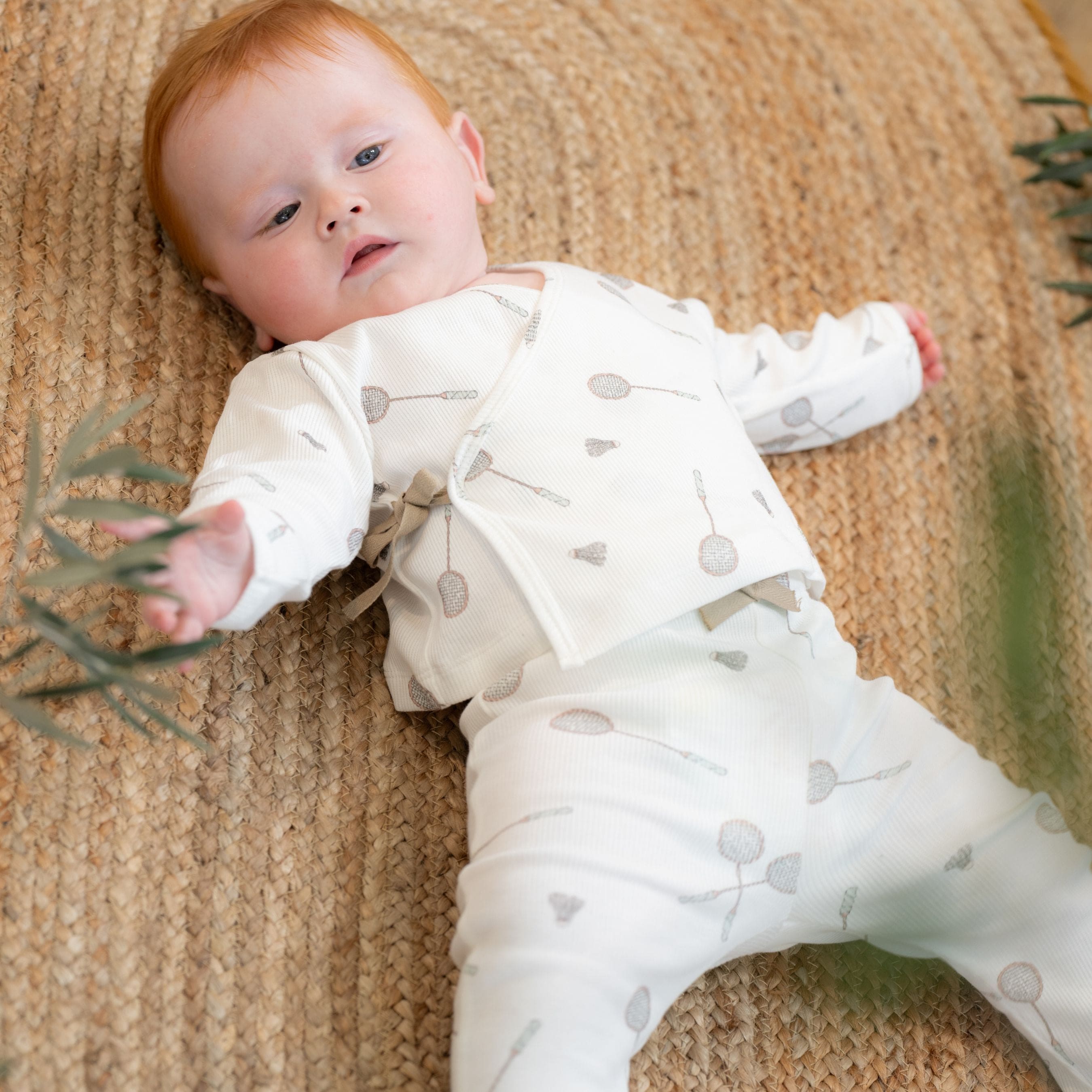 Swan | Baby Boys Ivory Ribbed Cotton Badminton Leggings Set