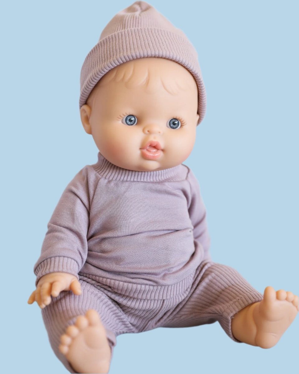 Minikane Doll Clothes | Doll Sweatshirt Set W/ Beanie - Lavender (11" & 13" Dolls)