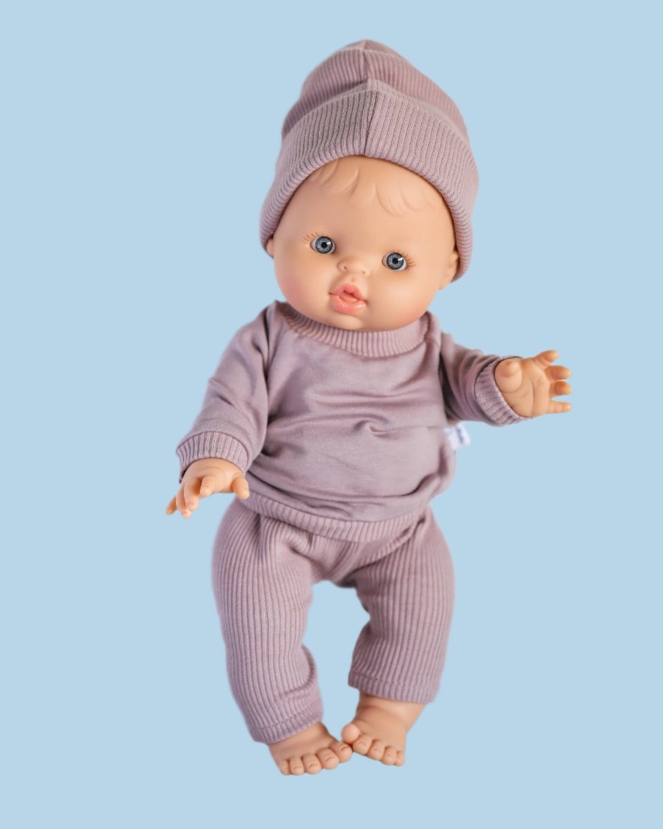 Minikane Doll Clothes | Doll Sweatshirt Set W/ Beanie - Lavender (11" & 13" Dolls)