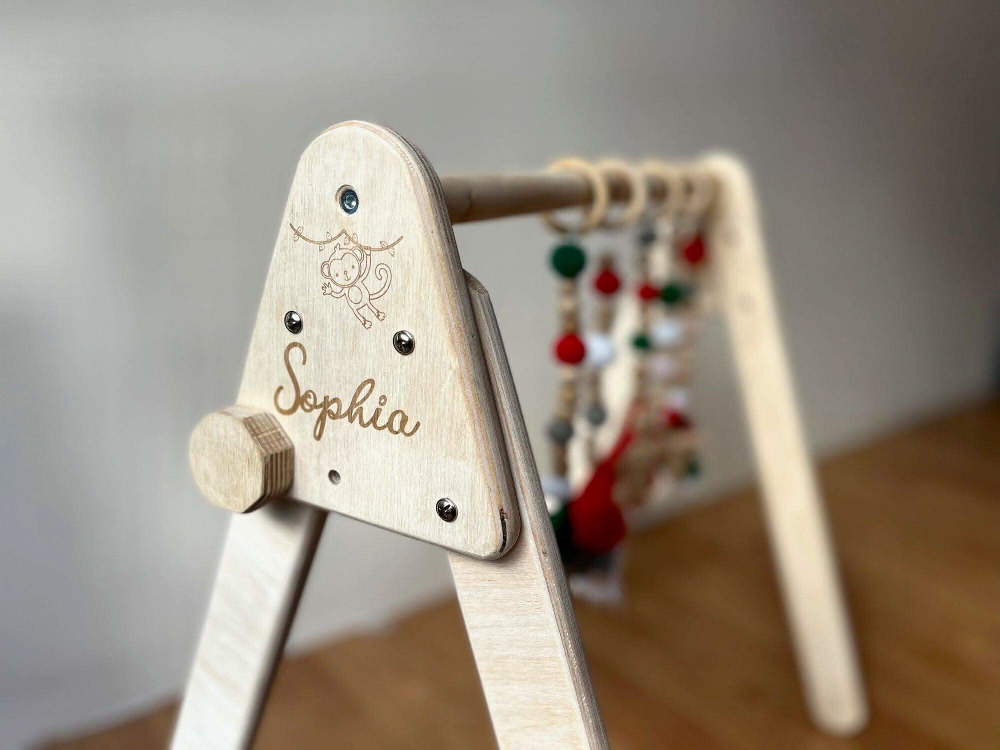 Montessori Baby Gym & Hanging Toys Set | Wooden Play Gym For Babies