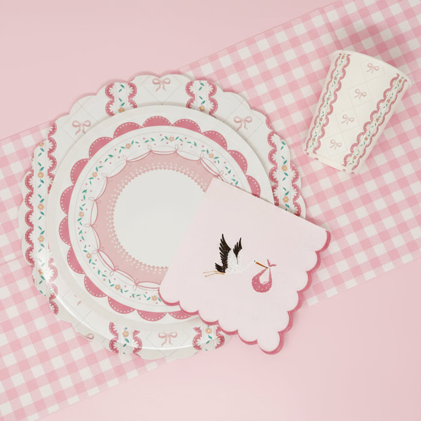 Pink Coquette Small Dessert Plates 8" (8 Pack)