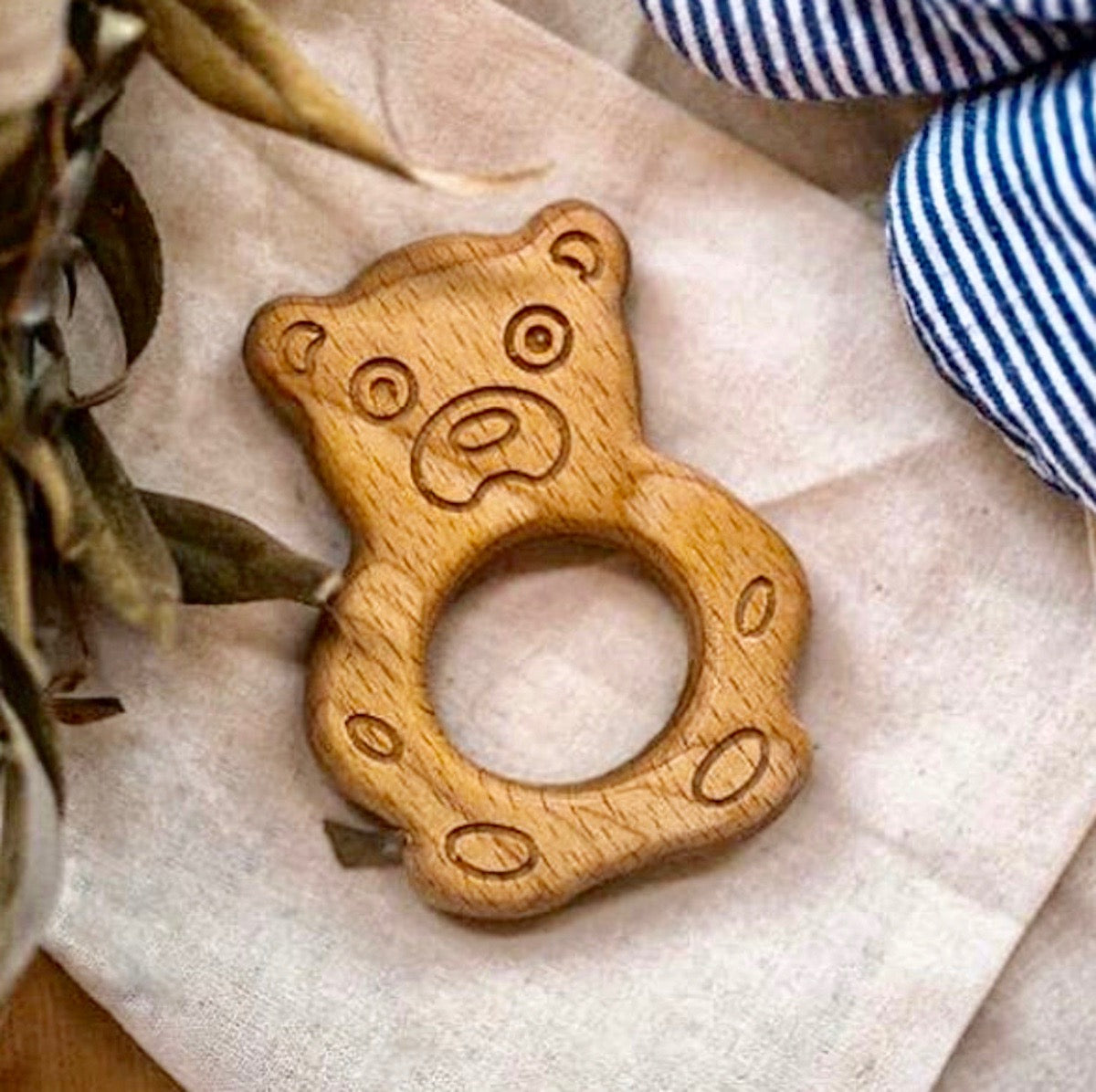 Organic Wooden Teether Toy Bear