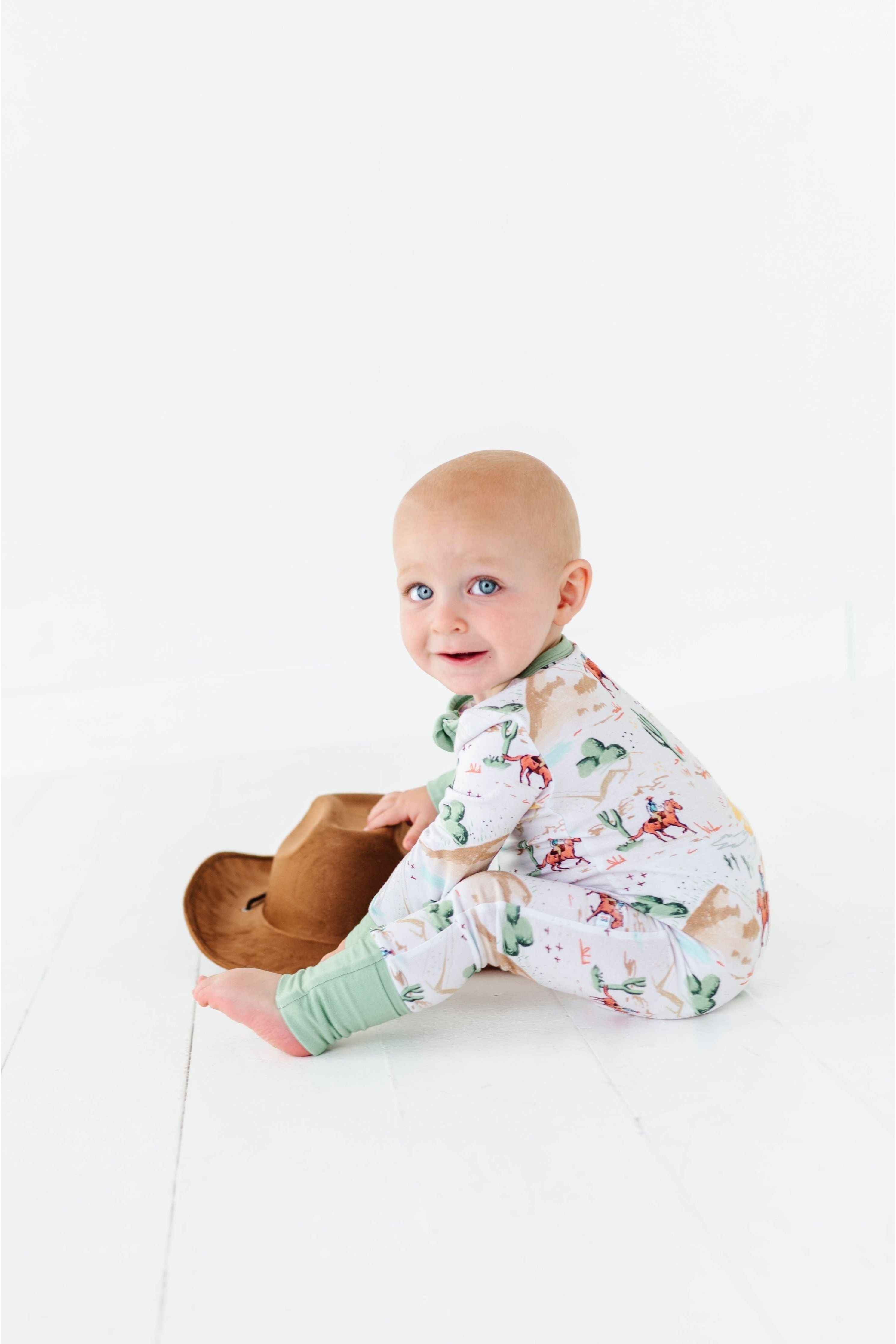 Bamboo One Piece Zip Pajama - Billy Western Print