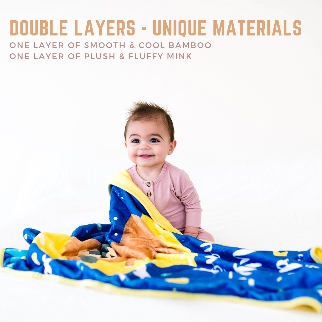 Bamboo Viscose Minky Sloth Blanket - Double Layers - I Love You To The Moon And Back
