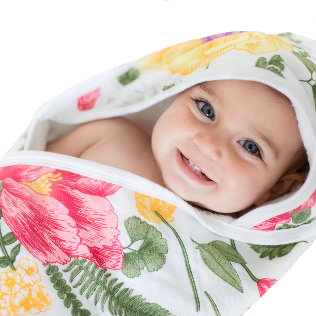 Bamboo Viscose Baby Hooded Towel Floral Print