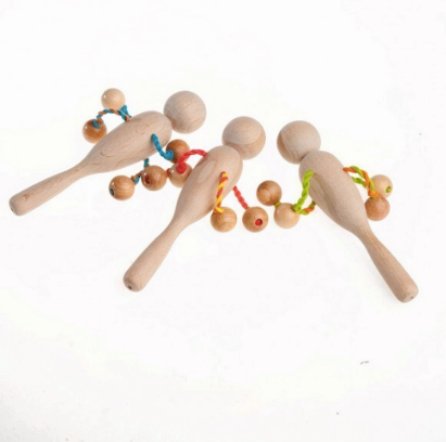 Organic Wooden Rattle Toy With 4 Beads