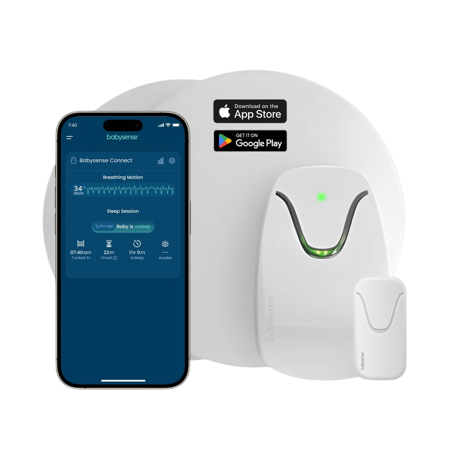 Babysense Connect Sleep Monitor: Baby Breathing Motion With Sleep Analytics