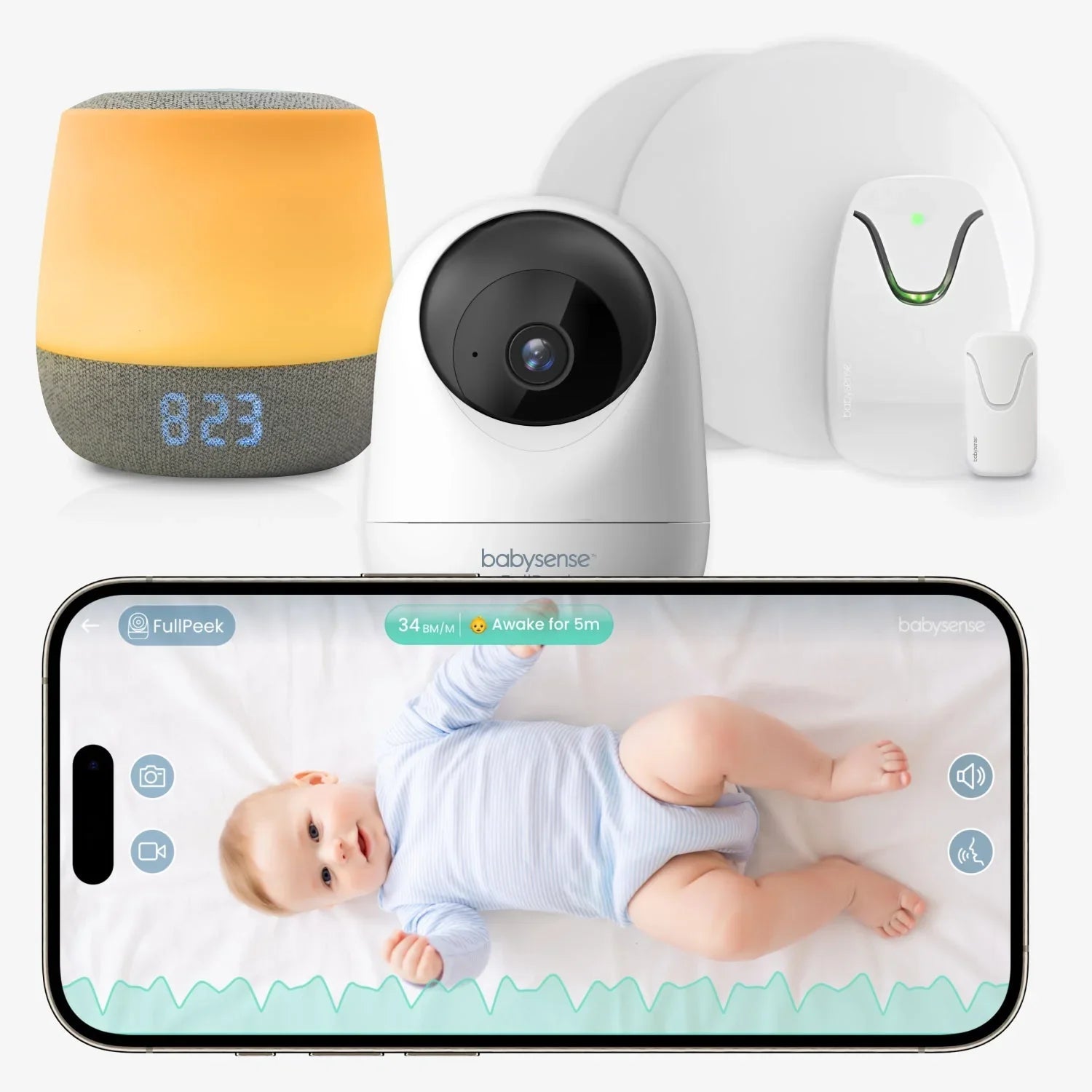Babysense Smart Nursery: Video Baby Monitor, Breathing Motion Sleep Monitor, Night Light & Sound Machine