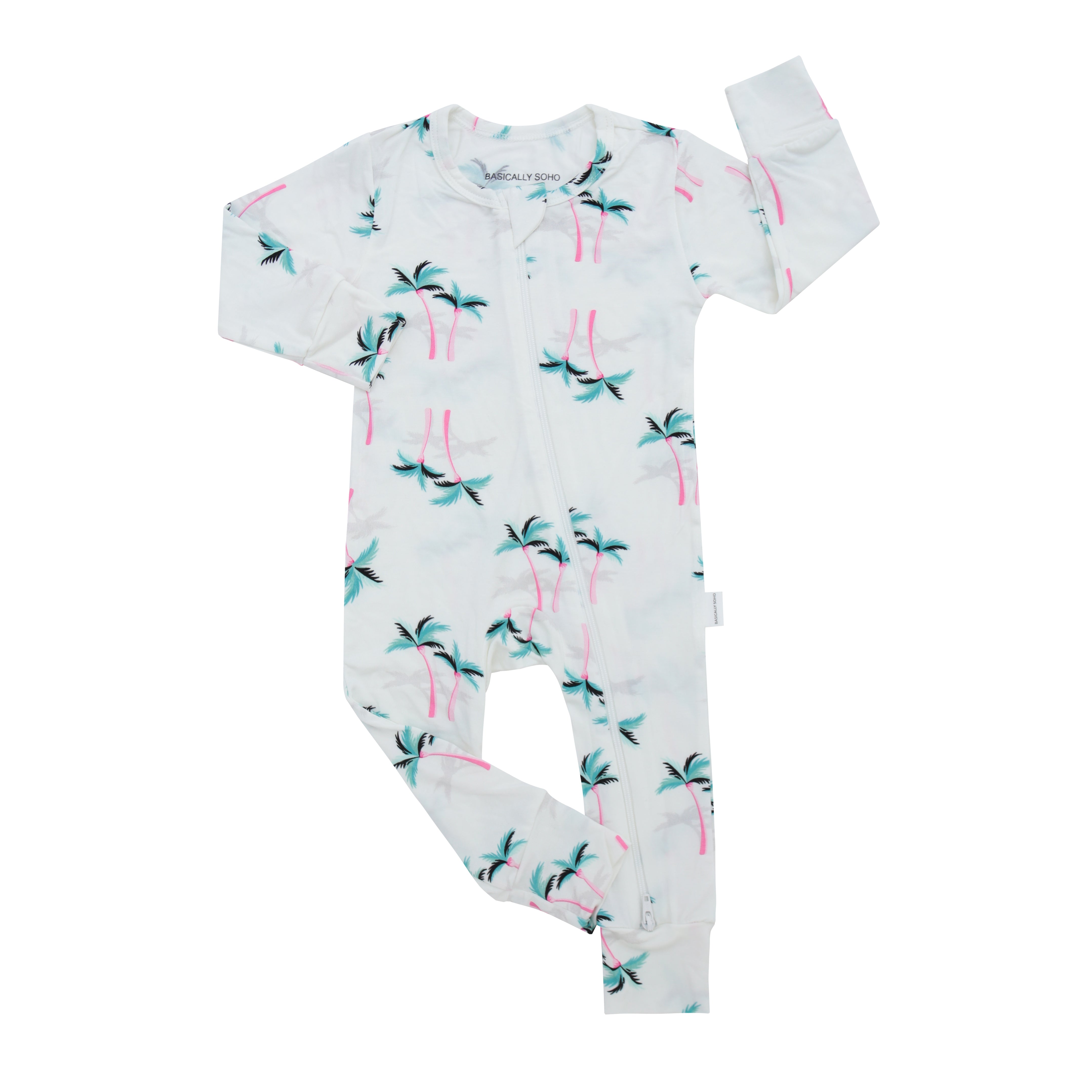 Miami Palm Tree White Zippered Romper