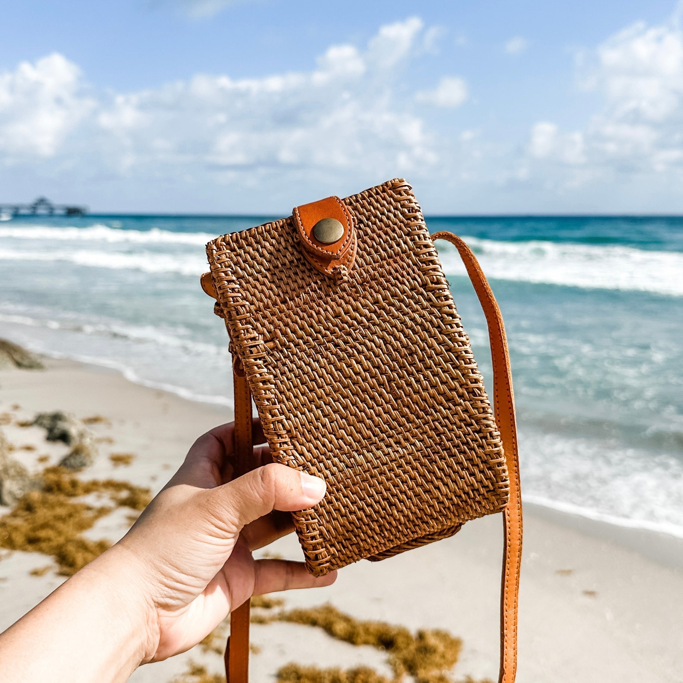 Bali Rattan Crossbody Cellphone Bag - Alyssa