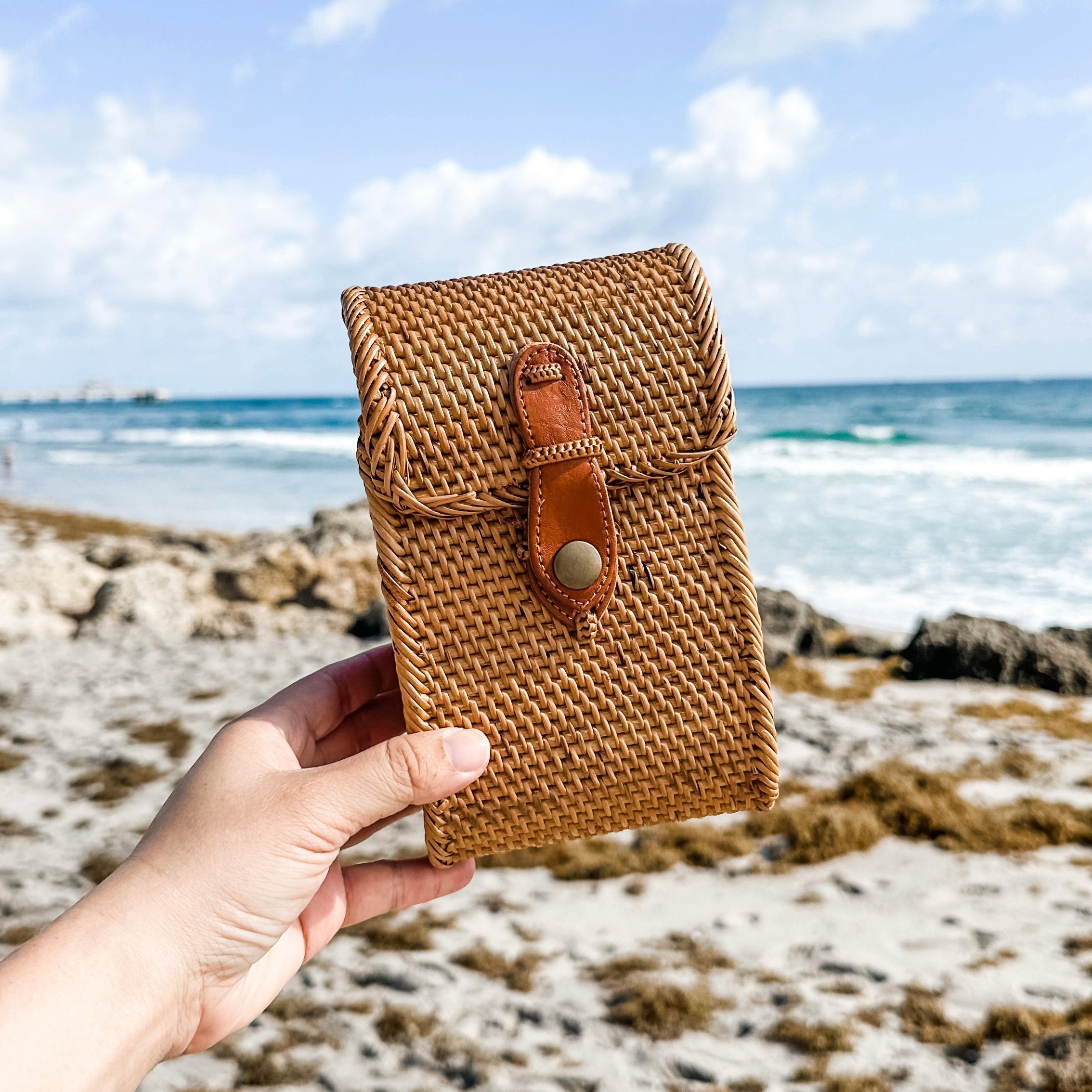 Bali Rattan Crossbody Cellphone Bag - Ella